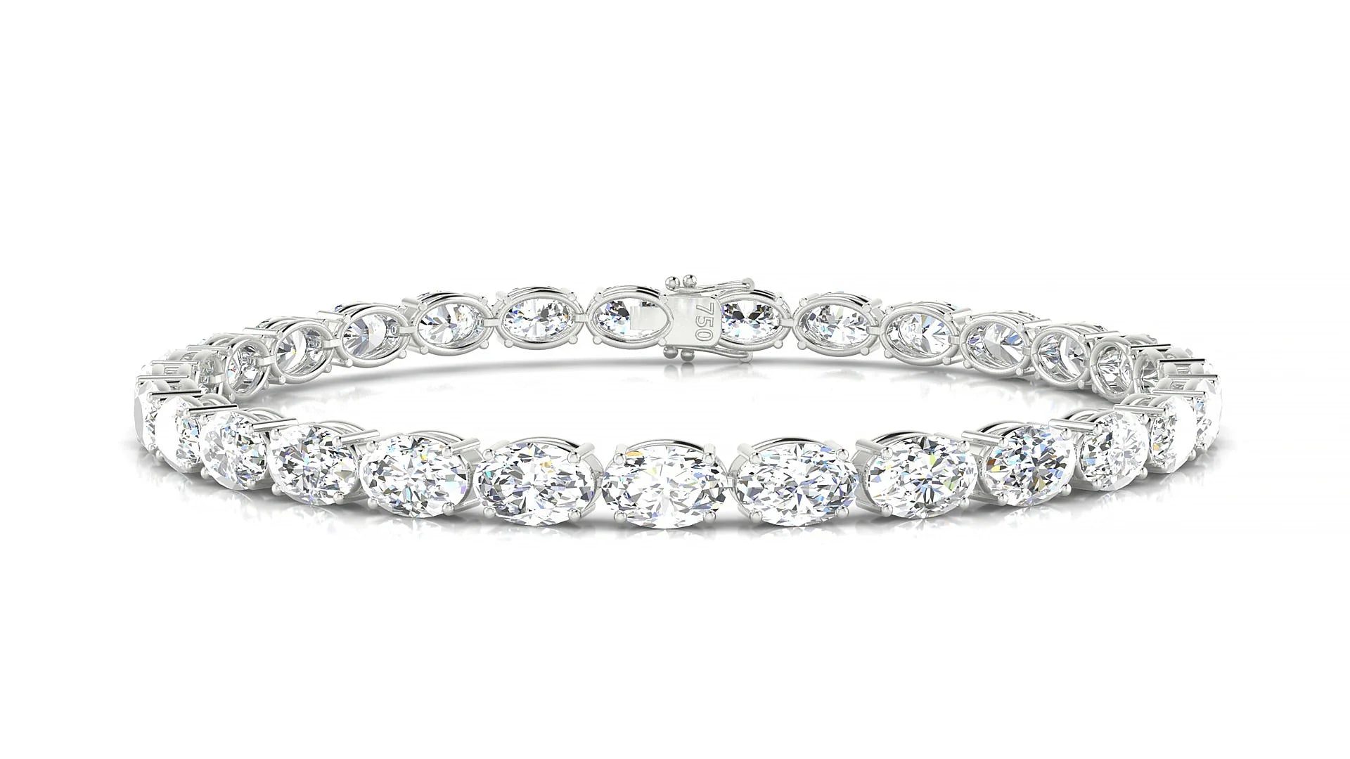 Pula | 18k White Gold 6 x 4 mm Oval Lab-Grown Diamond 18 cm Tennis Bracelet