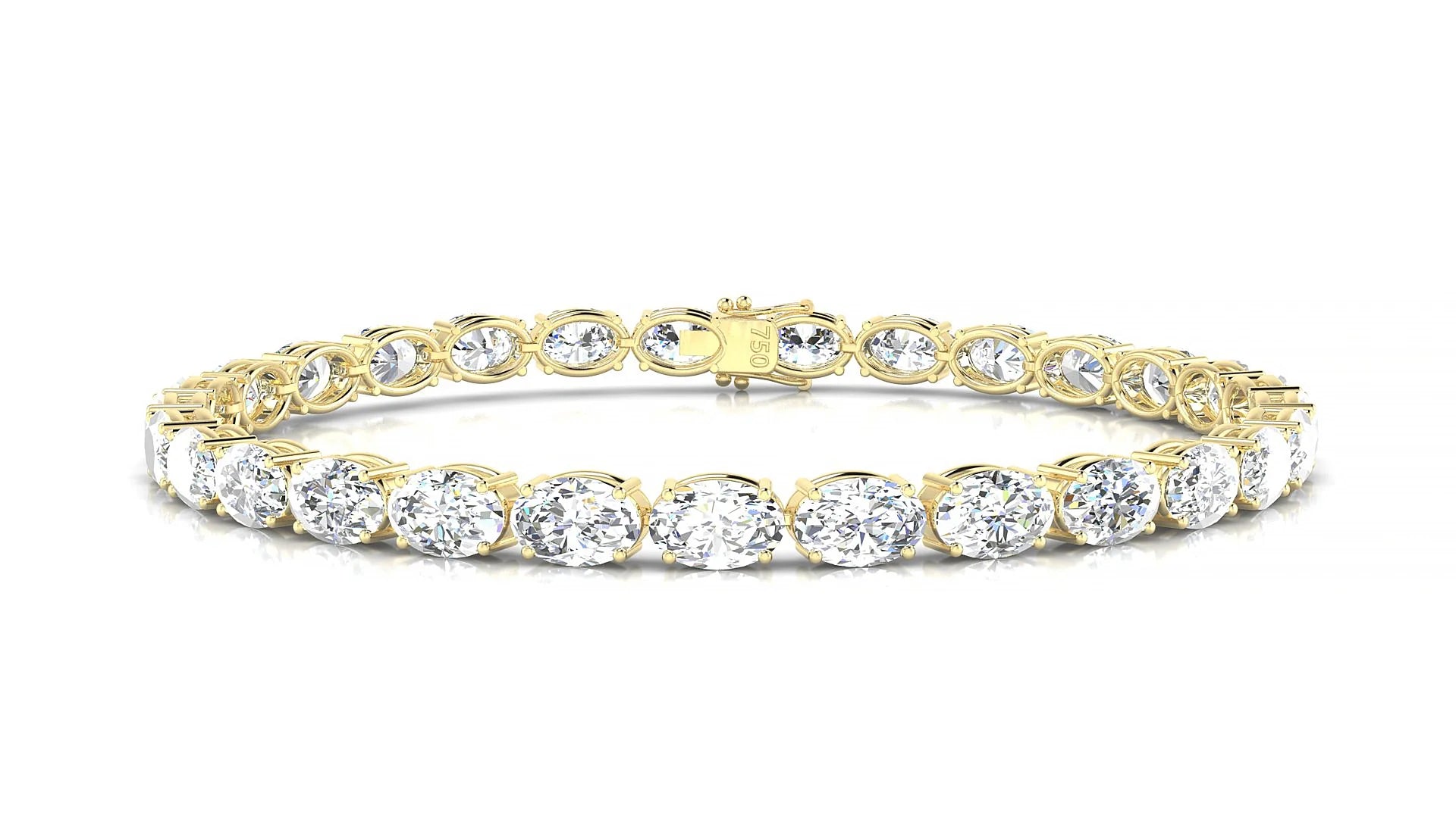 Pula | 18k Yellow Gold 6 x 4 mm Oval Lab-Grown Diamond 18 cm Tennis Bracelet