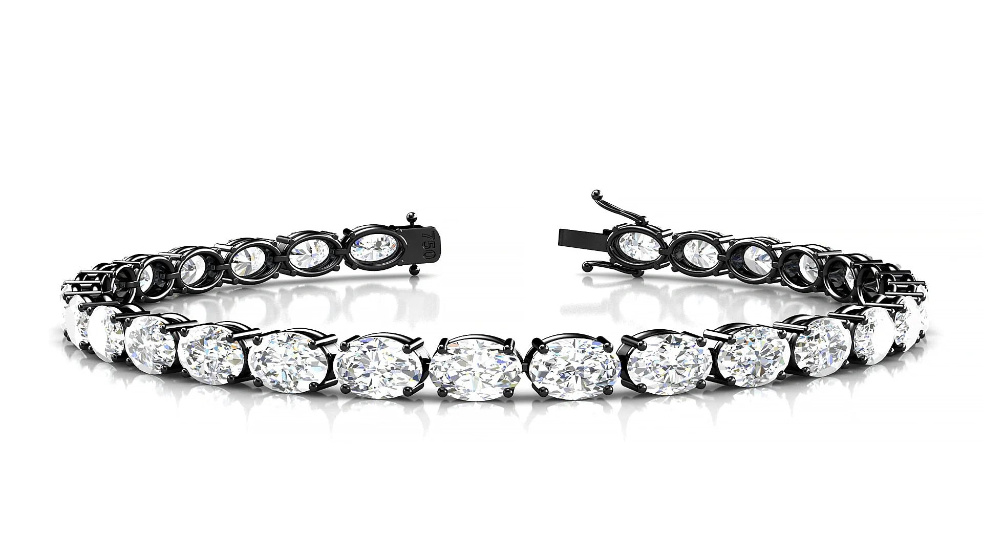 Pula | 18k Black Gold 6 x 4 mm Oval Lab-Grown Diamond 18 cm Tennis Bracelet