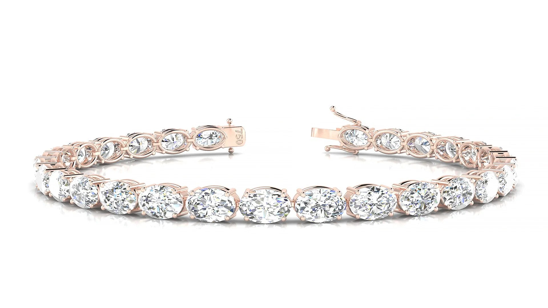 Pula | 18k Rose Gold 6 x 4 mm Oval Lab-Grown Diamond 18 cm Tennis Bracelet