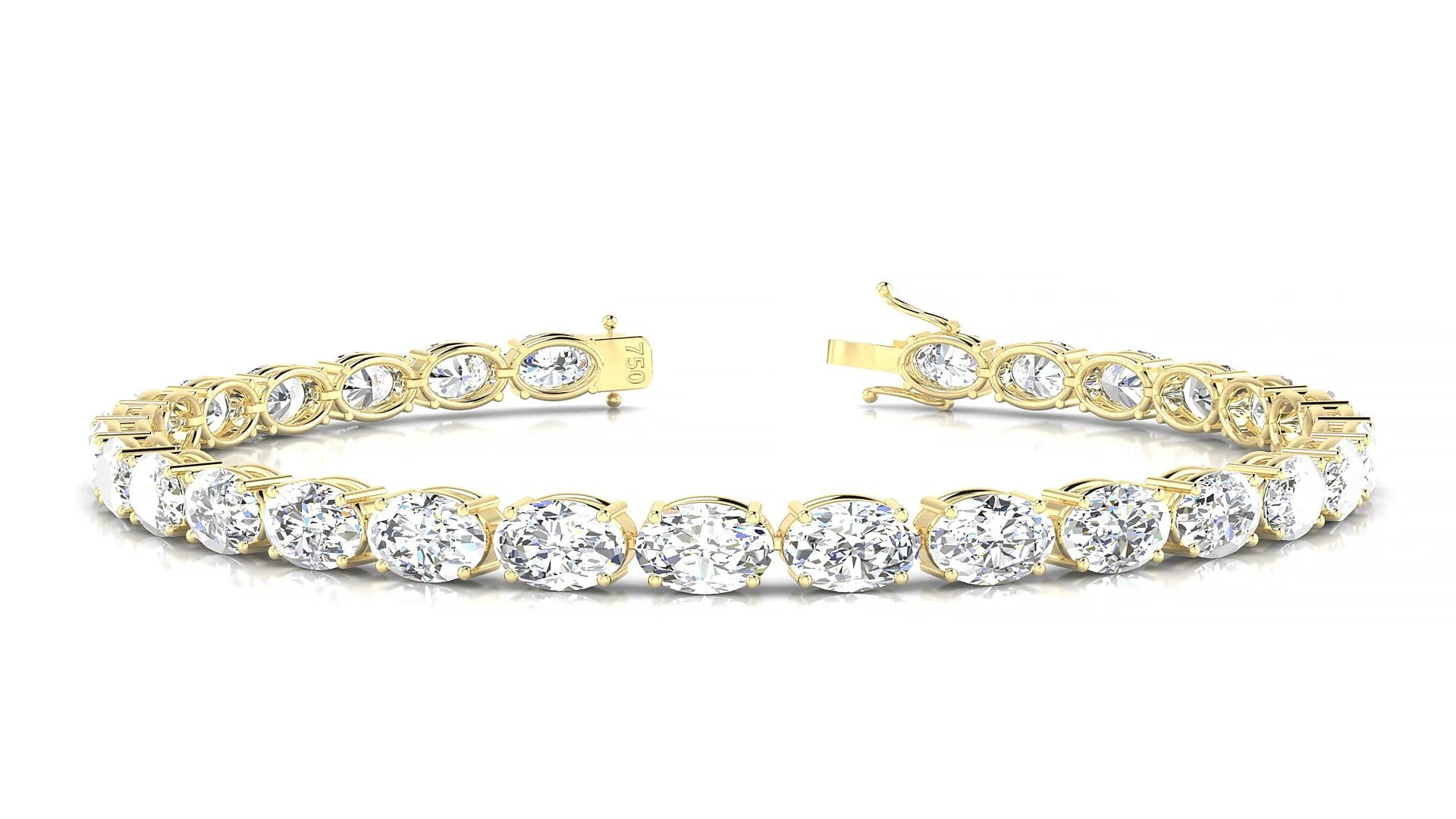 Pula | 18k Yellow Gold 6 x 4 mm Oval Lab-Grown Diamond 18 cm Tennis Bracelet
