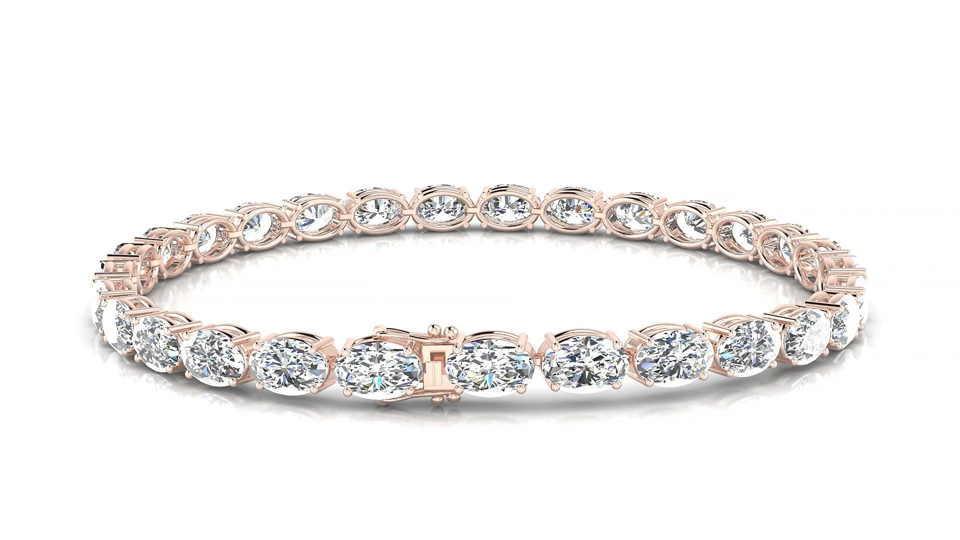 Pula | 18k Rose Gold 6 x 4 mm Oval Lab-Grown Diamond 18 cm Tennis Bracelet