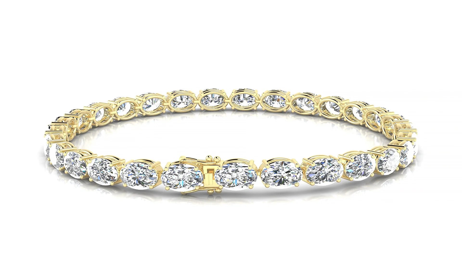Pula | 18k Yellow Gold 6 x 4 mm Oval Lab-Grown Diamond 18 cm Tennis Bracelet