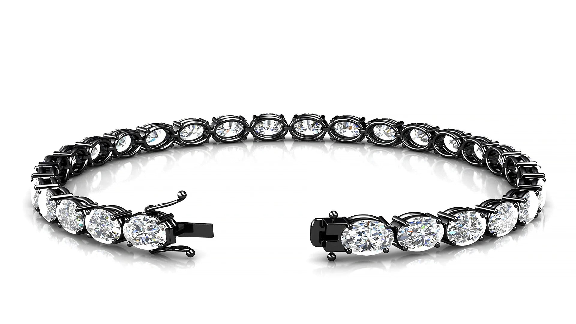 Pula | 18k Black Gold 6 x 4 mm Oval Lab-Grown Diamond 18 cm Tennis Bracelet
