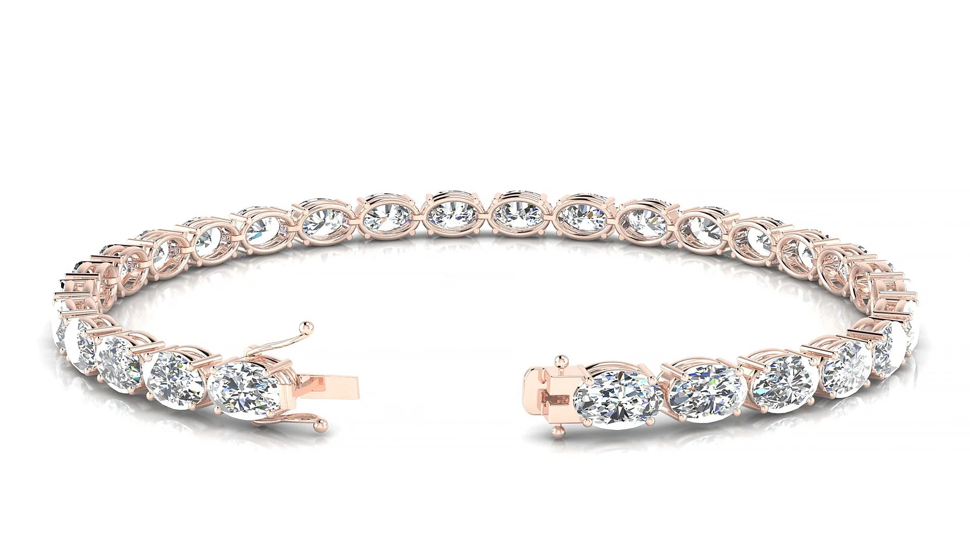 Pula | 18k Rose Gold 6 x 4 mm Oval Lab-Grown Diamond 18 cm Tennis Bracelet