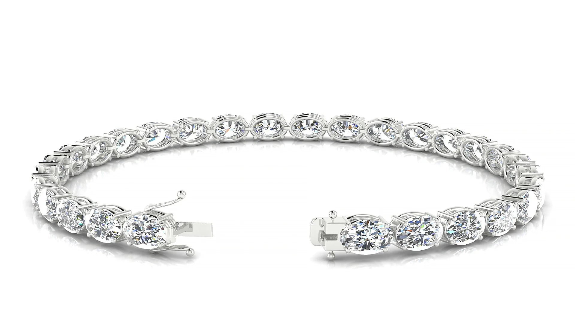 Pula | 18k White Gold 6 x 4 mm Oval Lab-Grown Diamond 18 cm Tennis Bracelet