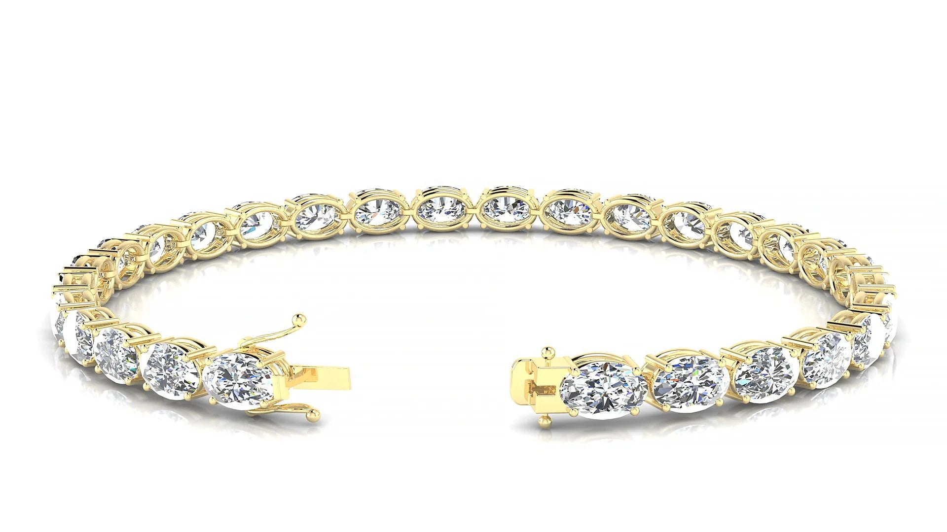 Pula | 18k Yellow Gold 6 x 4 mm Oval Lab-Grown Diamond 18 cm Tennis Bracelet
