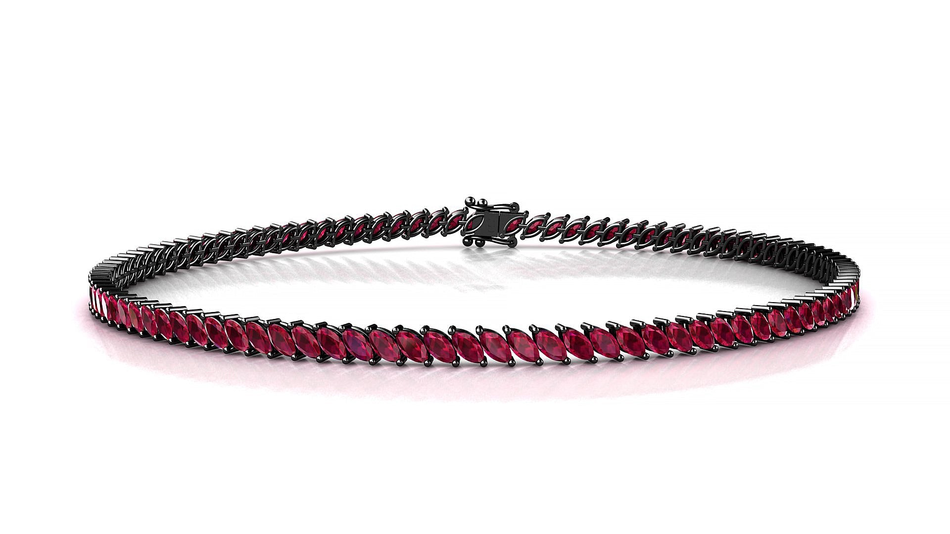 Venezia | 18k Black Gold 3 x 1.5 mm Marquise Natural Ruby Tennis Bracelet