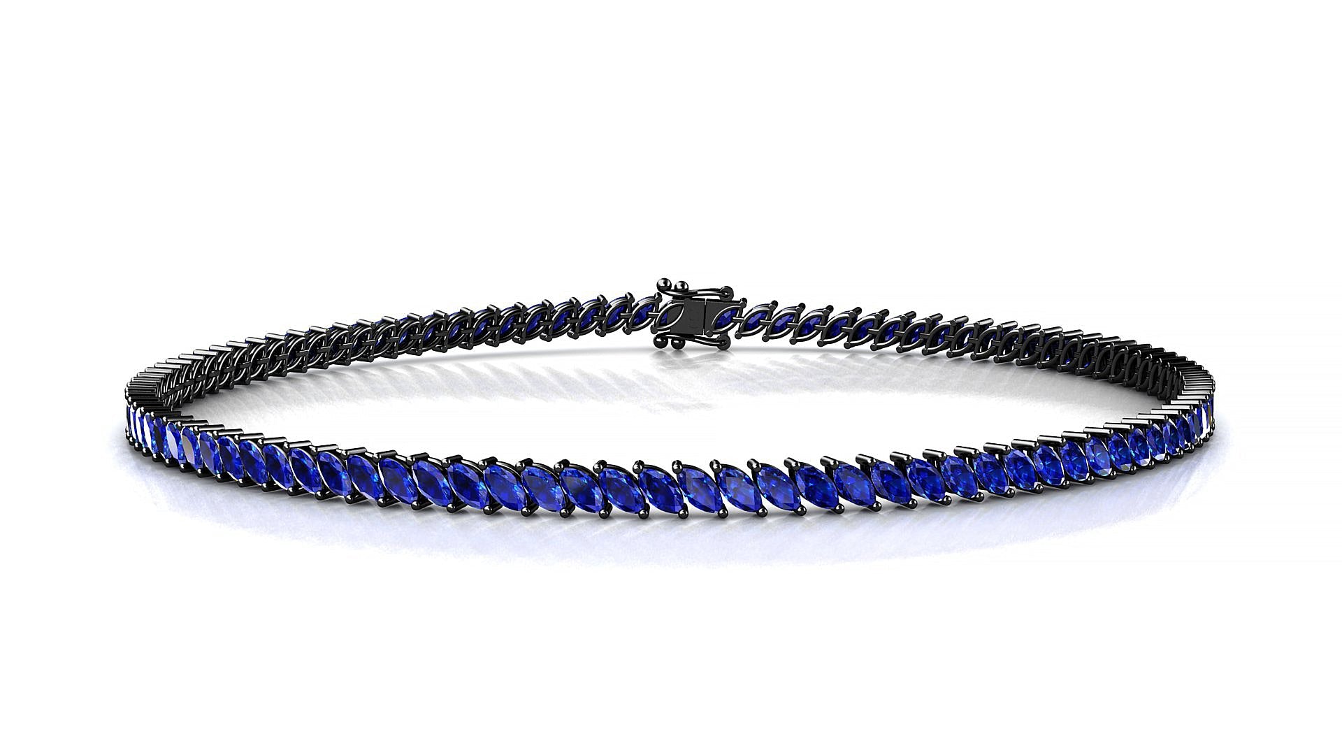 Venezia | 18k Black Gold 3 x 1.5 mm Marquise Natural Sapphire Tennis Bracelet