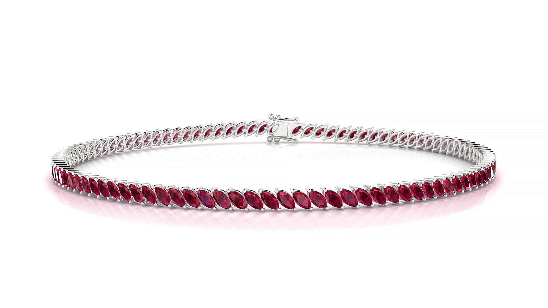 Venezia | 18k White Gold 3 x 1.5 mm Marquise Natural Ruby Tennis Bracelet