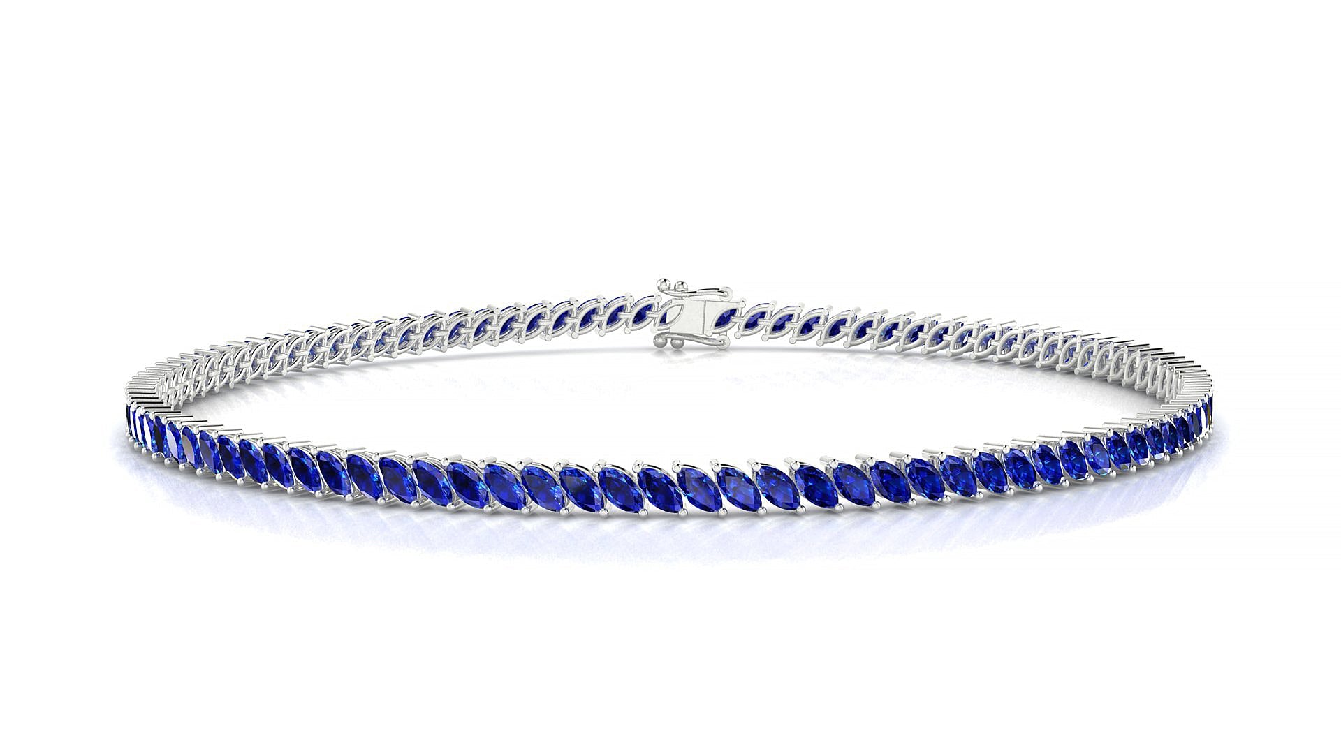 Venezia | 18k White Gold 3 x 1.5 mm Marquise Natural Sapphire Tennis Bracelet