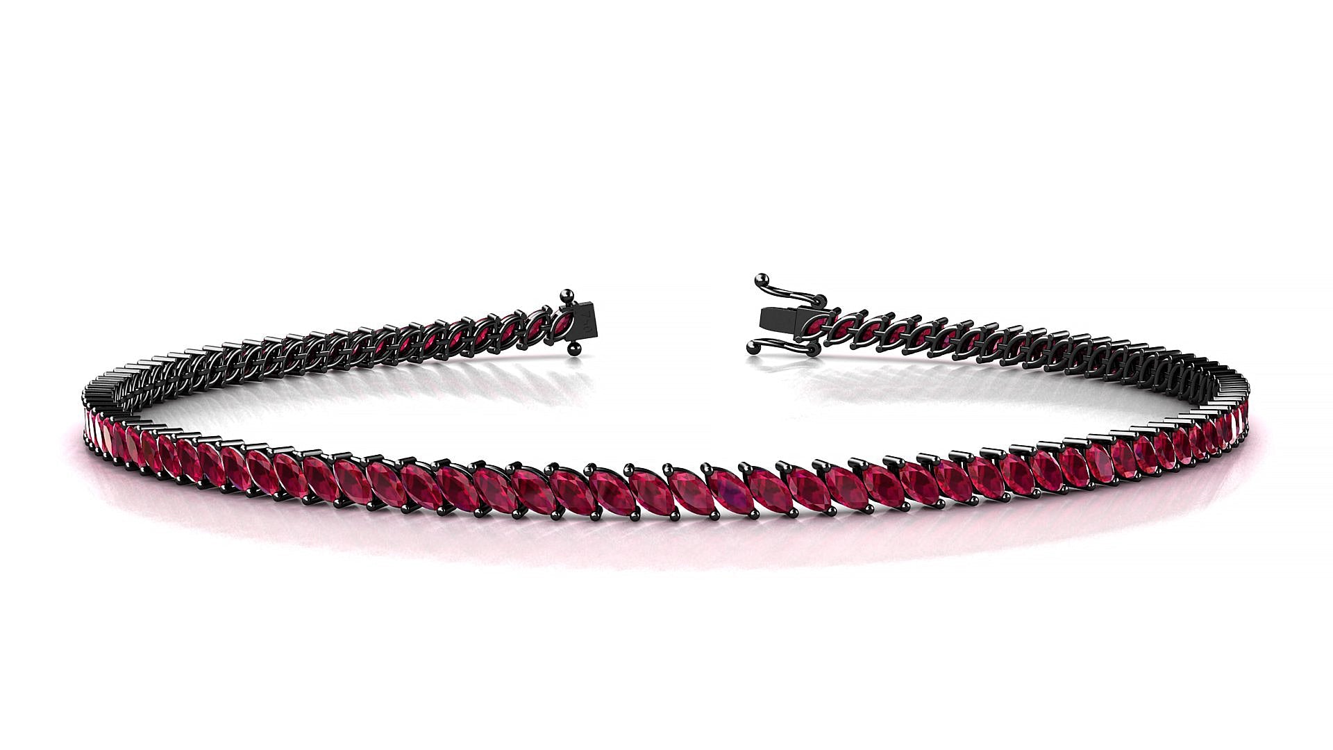 Venezia | 18k Black Gold 3 x 1.5 mm Marquise Natural Ruby Tennis Bracelet