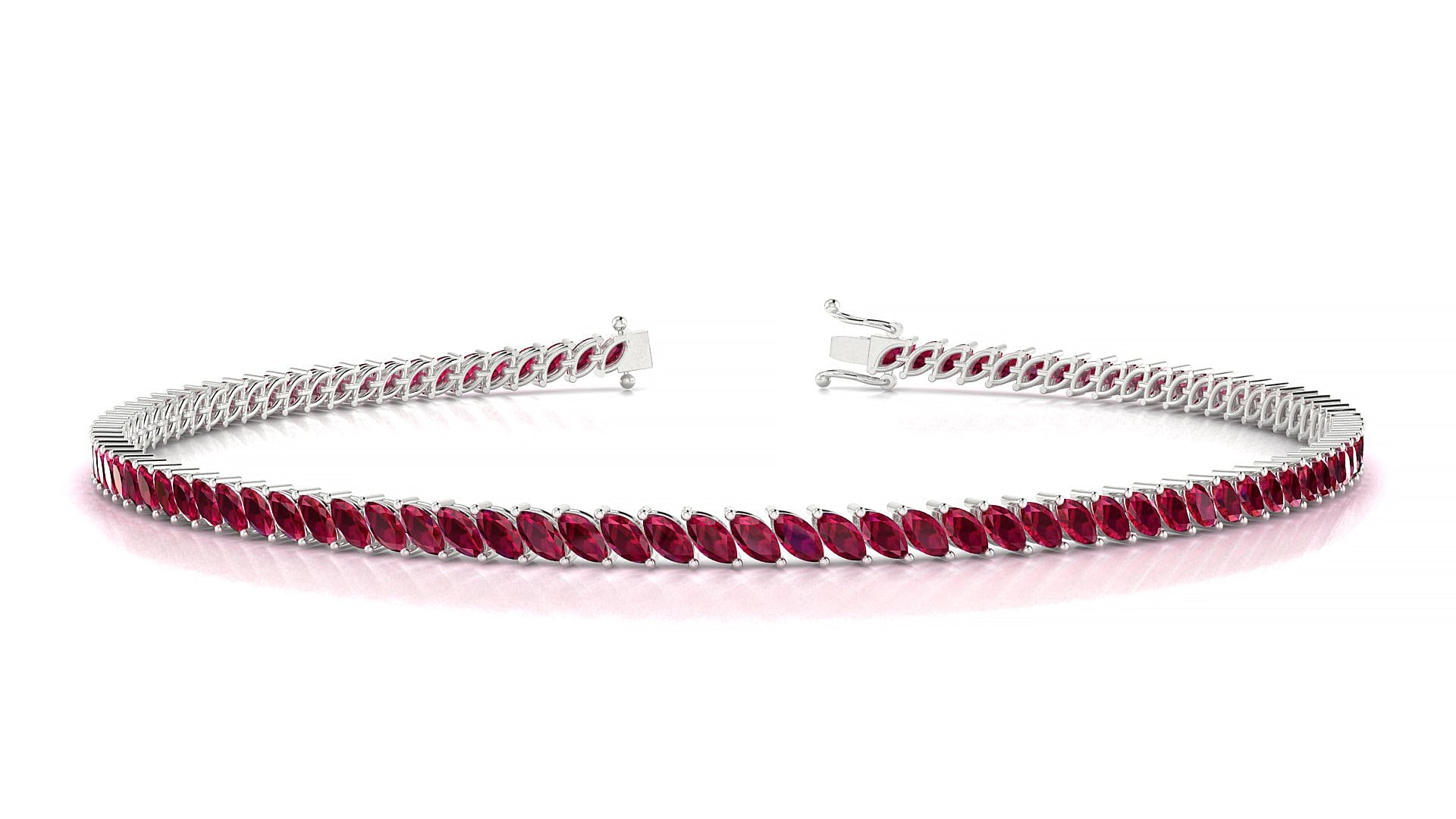 Venezia | 18k White Gold 3 x 1.5 mm Marquise Natural Ruby Tennis Bracelet