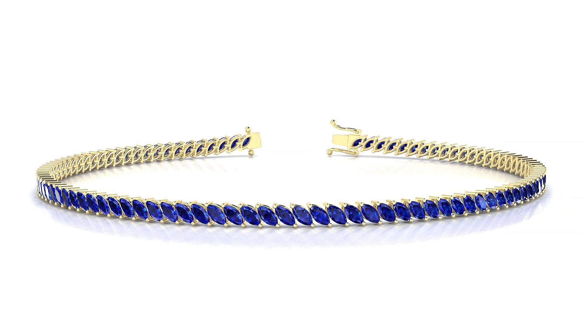 Venezia | 18k Yellow Gold 3 x 1.5 mm Marquise Natural Sapphire Tennis Bracelet
