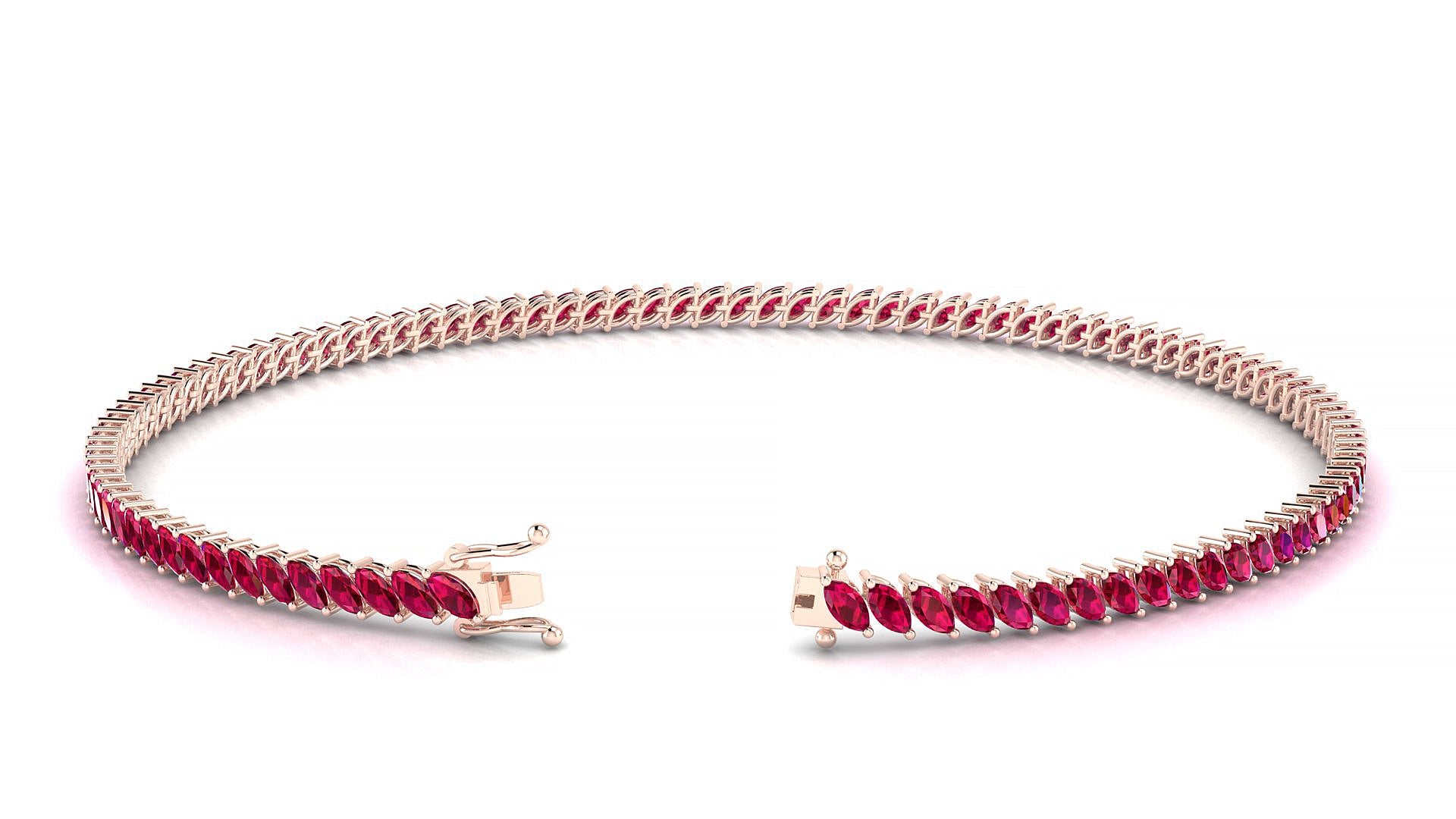 Venezia | 18k Rose Gold 3 x 1.5 mm Marquise Natural Ruby Tennis Bracelet