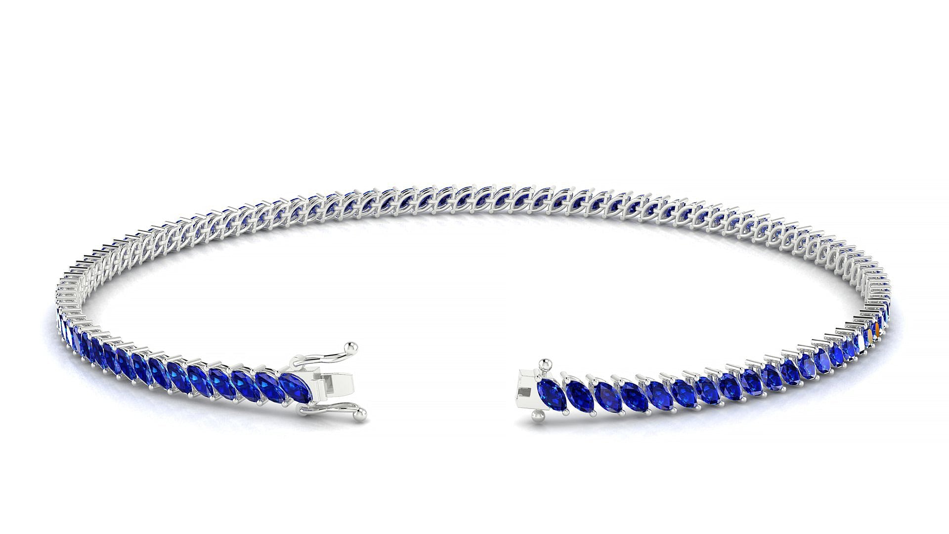Venezia | 18k White Gold 3 x 1.5 mm Marquise Natural Sapphire Tennis Bracelet