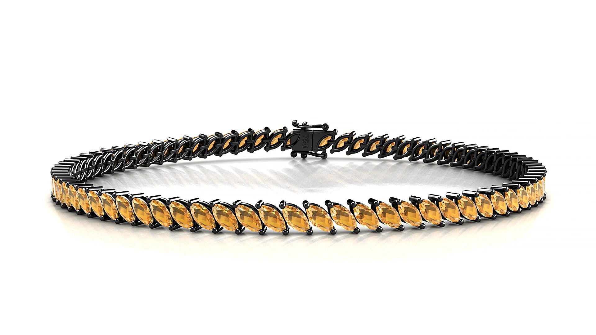 Venezia | 18k Black Gold 4 x 2 mm Marquise Natural Citrine 16 cm Tennis Bracelet