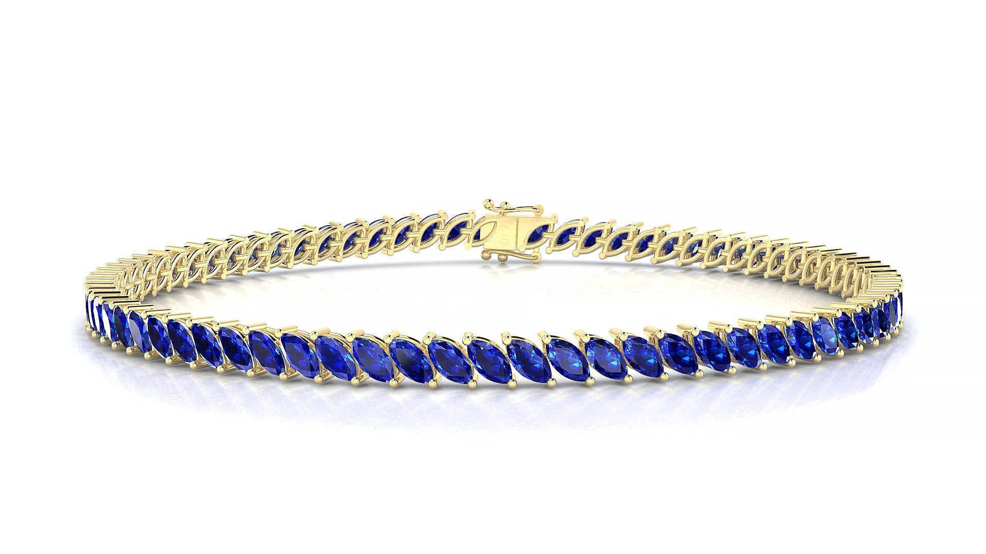 Venezia | 18k Yellow Gold 4 x 2 mm Marquise Natural Sapphire Tennis Bracelet