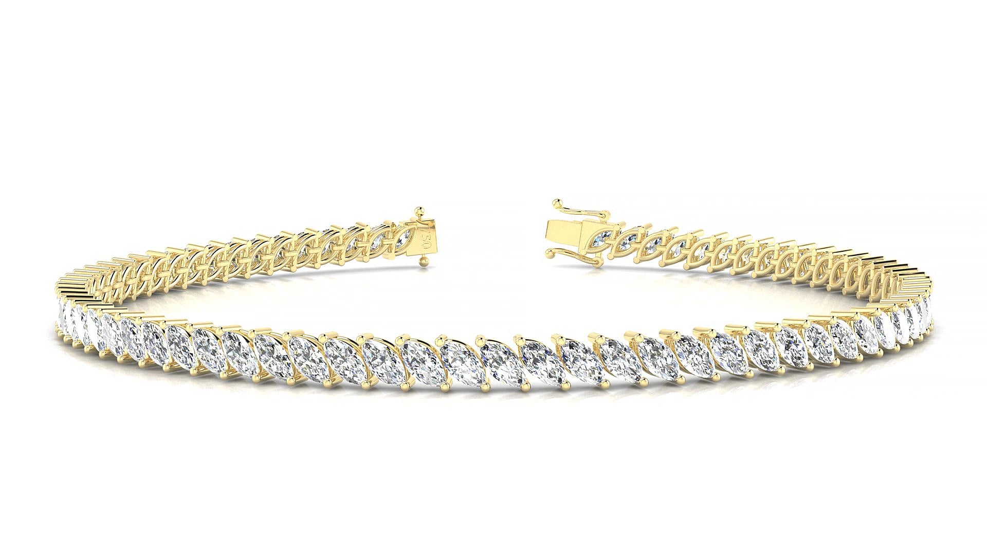 Venezia | 18k Yellow Gold 4 x 2 mm Marquise Lab-Grown Diamond 15 cm Tennis Bracelet