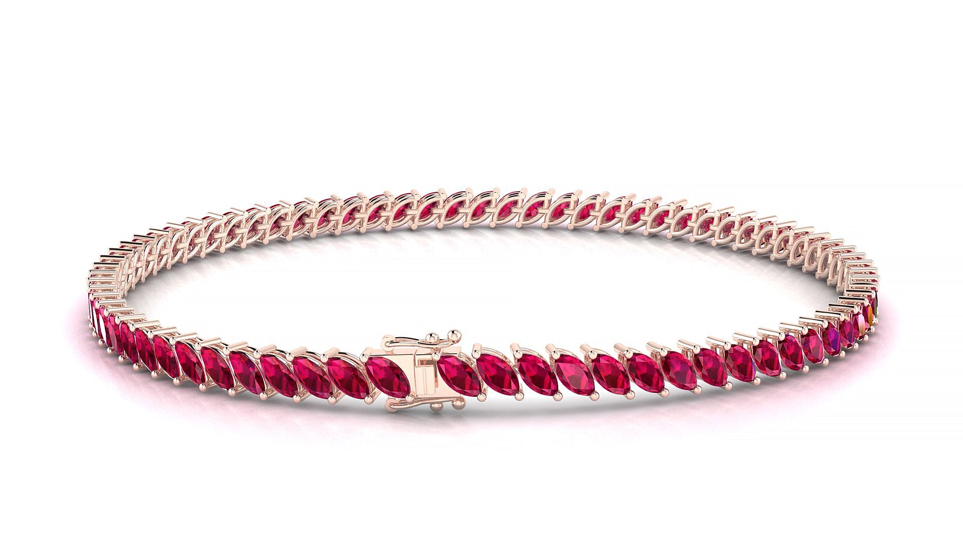 Venezia | 18k Rose Gold 4 x 2 mm Marquise Natural Ruby Tennis Bracelet