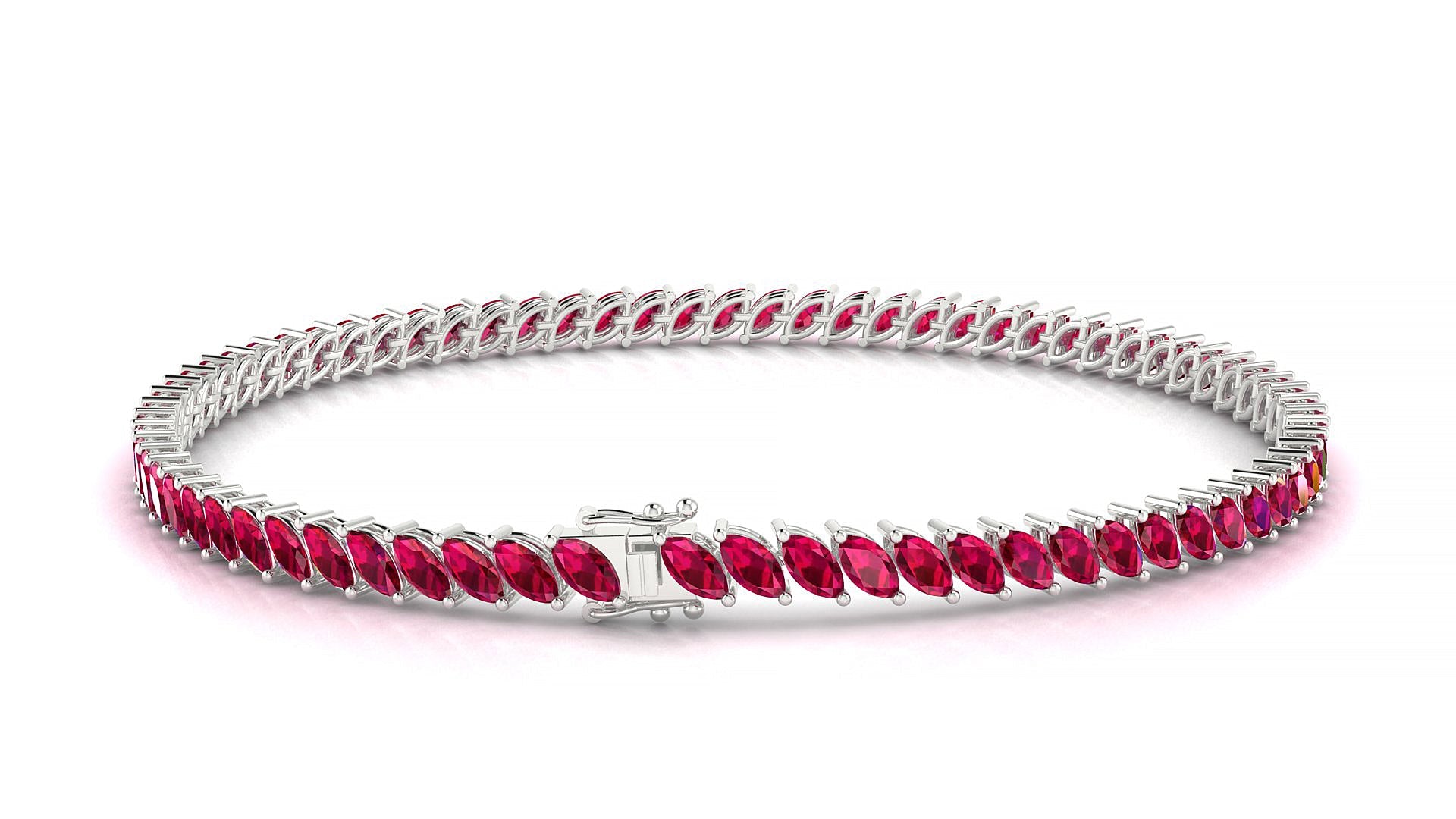 Venezia | 18k White Gold 4 x 2 mm Marquise Natural Ruby Tennis Bracelet