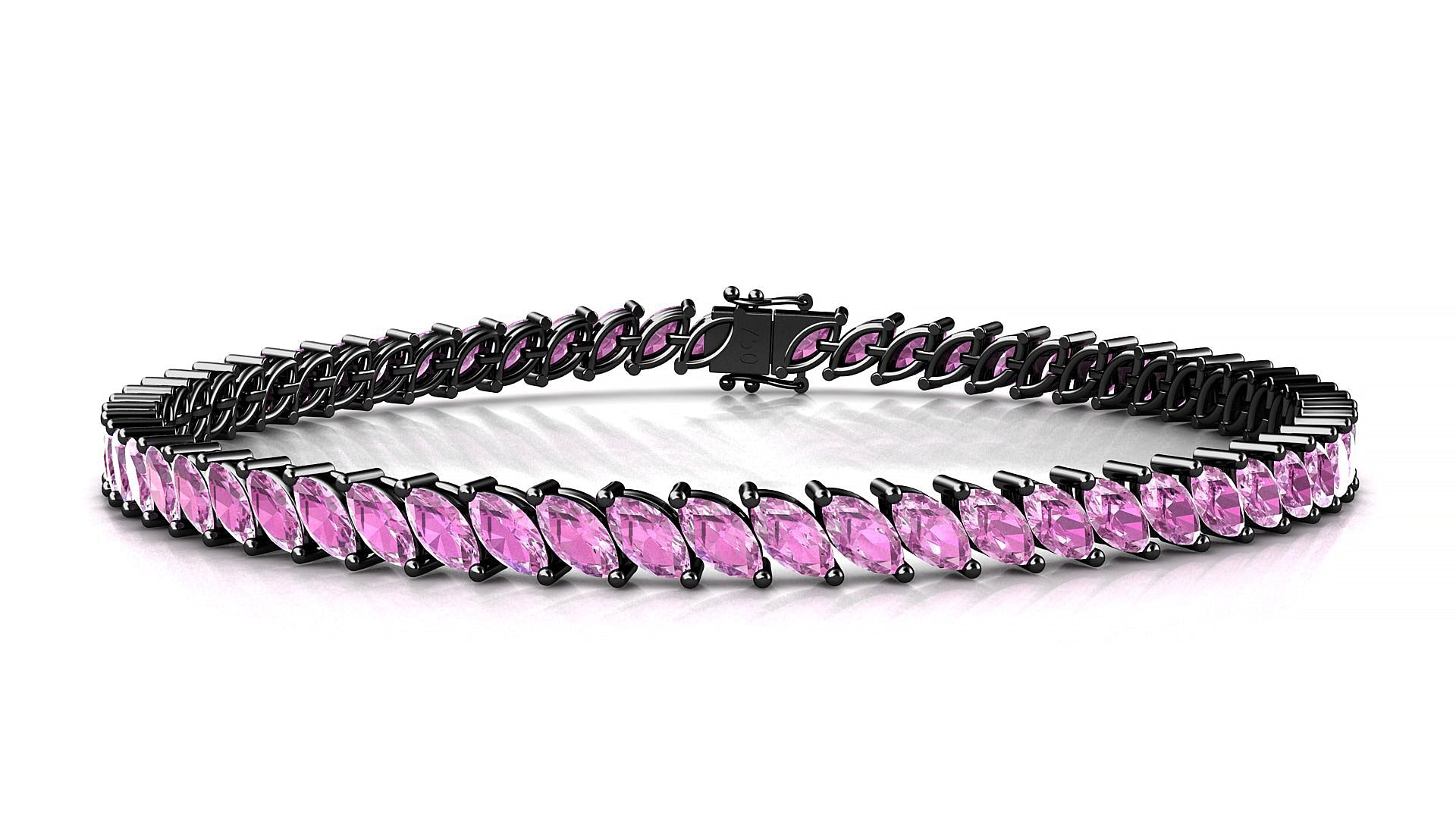 Venezia | 18k Black Gold 5 x 2.5 mm Marquise Natural Pink Sapphire Tennis Bracelet