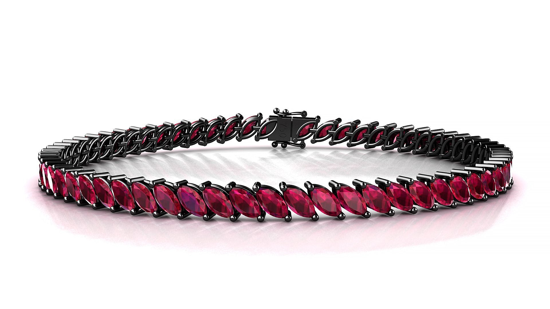 Venezia | 18k Black Gold 5 x 2.5 mm Marquise Natural Ruby Tennis Bracelet