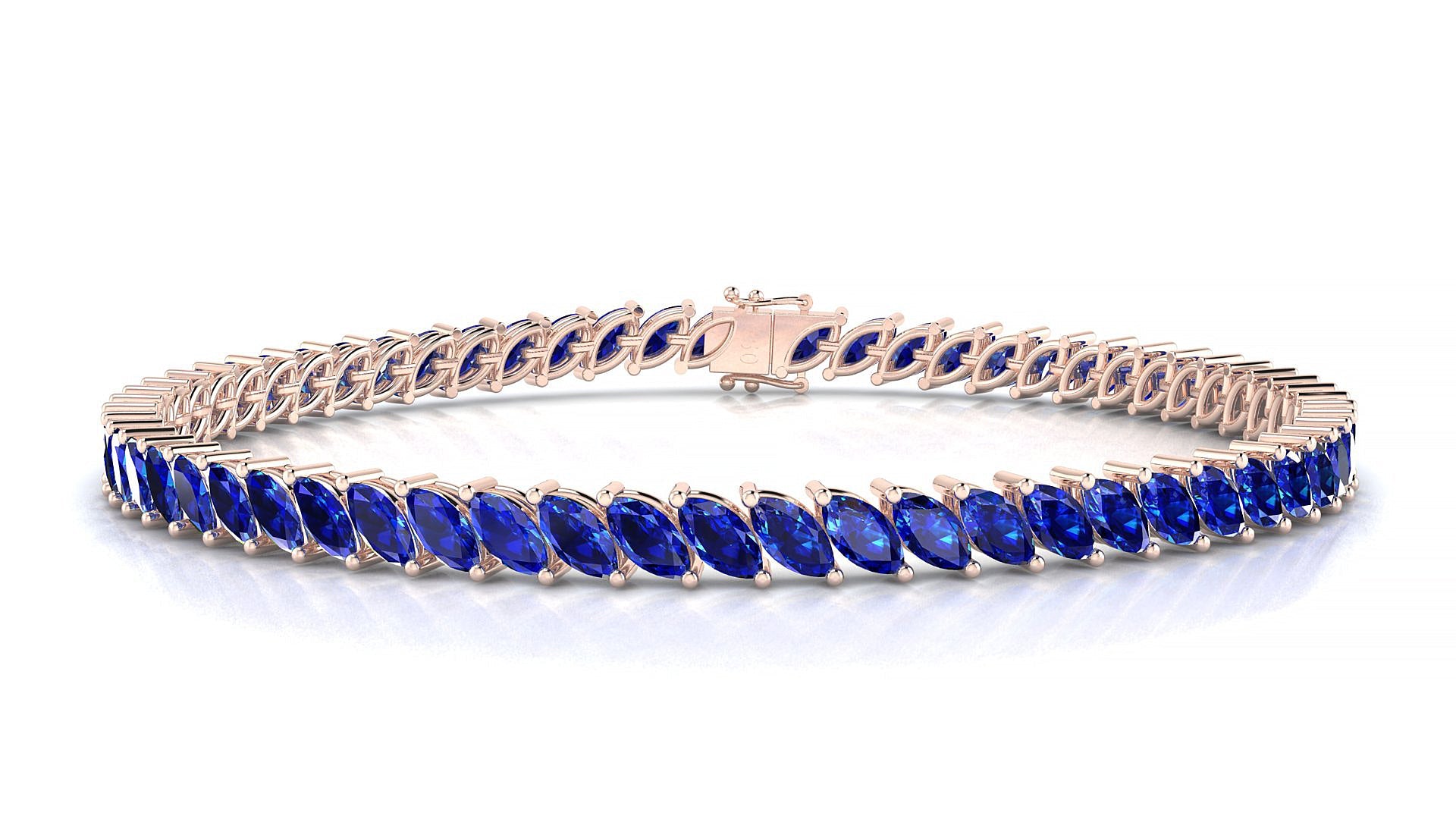 Venezia | 18k Rose Gold 5 x 2.5 mm Marquise Natural Sapphire Tennis Bracelet