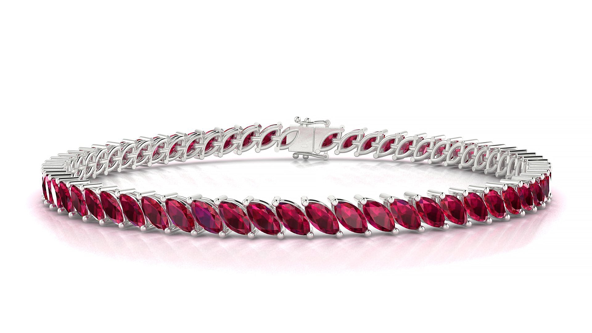 Venezia | 18k White Gold 5 x 2.5 mm Marquise Natural Ruby Tennis Bracelet
