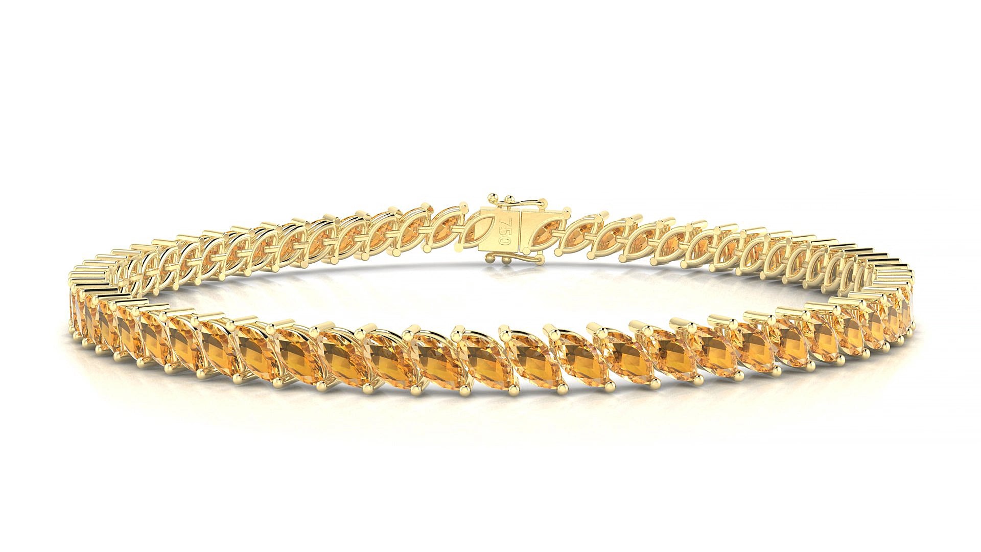 Venezia | 18k Yellow Gold 5 x 2.5 mm Marquise Natural Citrine 15 cm Tennis Bracelet