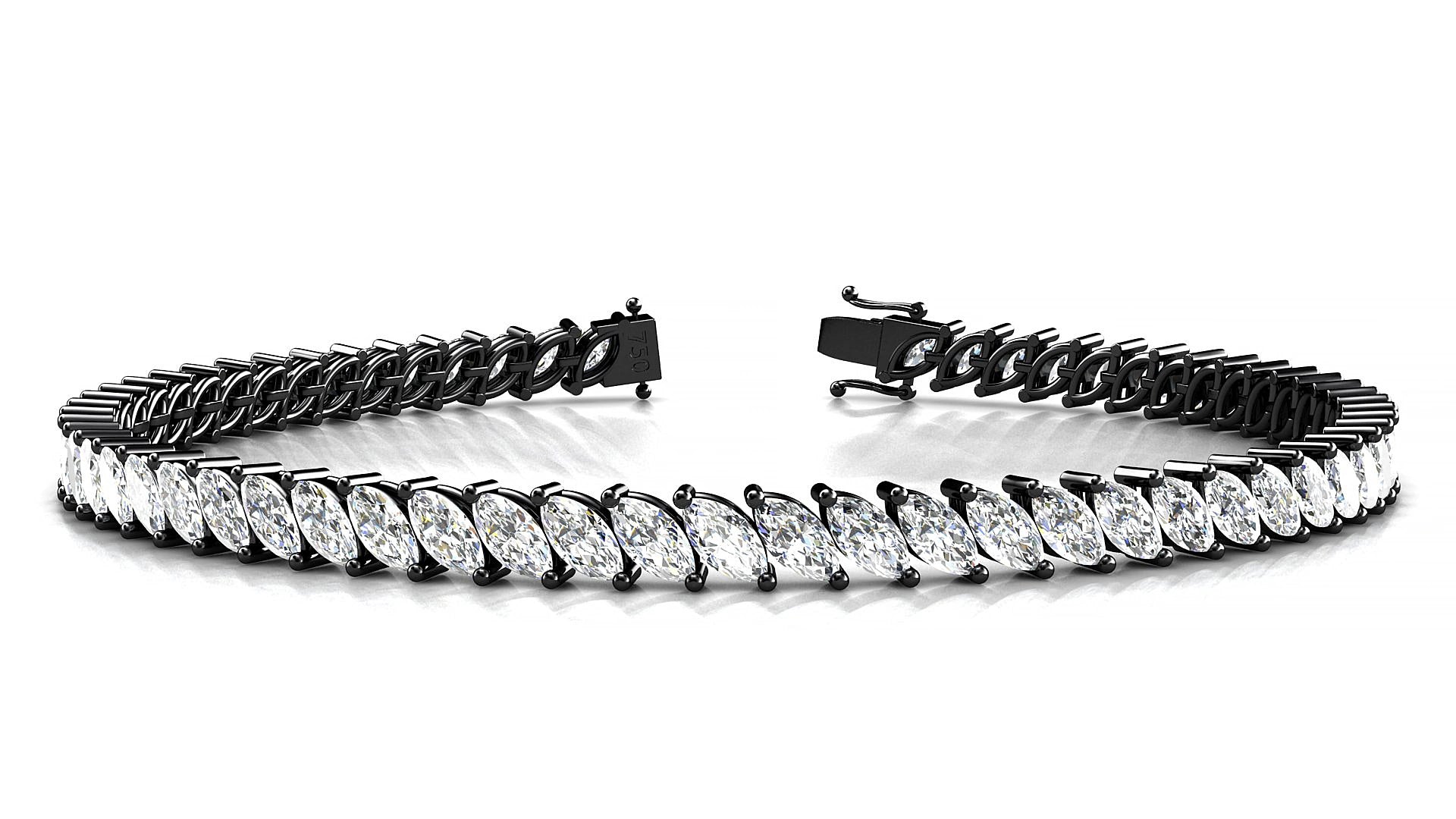 Venezia | 18k Black Gold 5 x 2.5 mm Marquise Lab-Grown Diamond 15 cm Tennis Bracelet