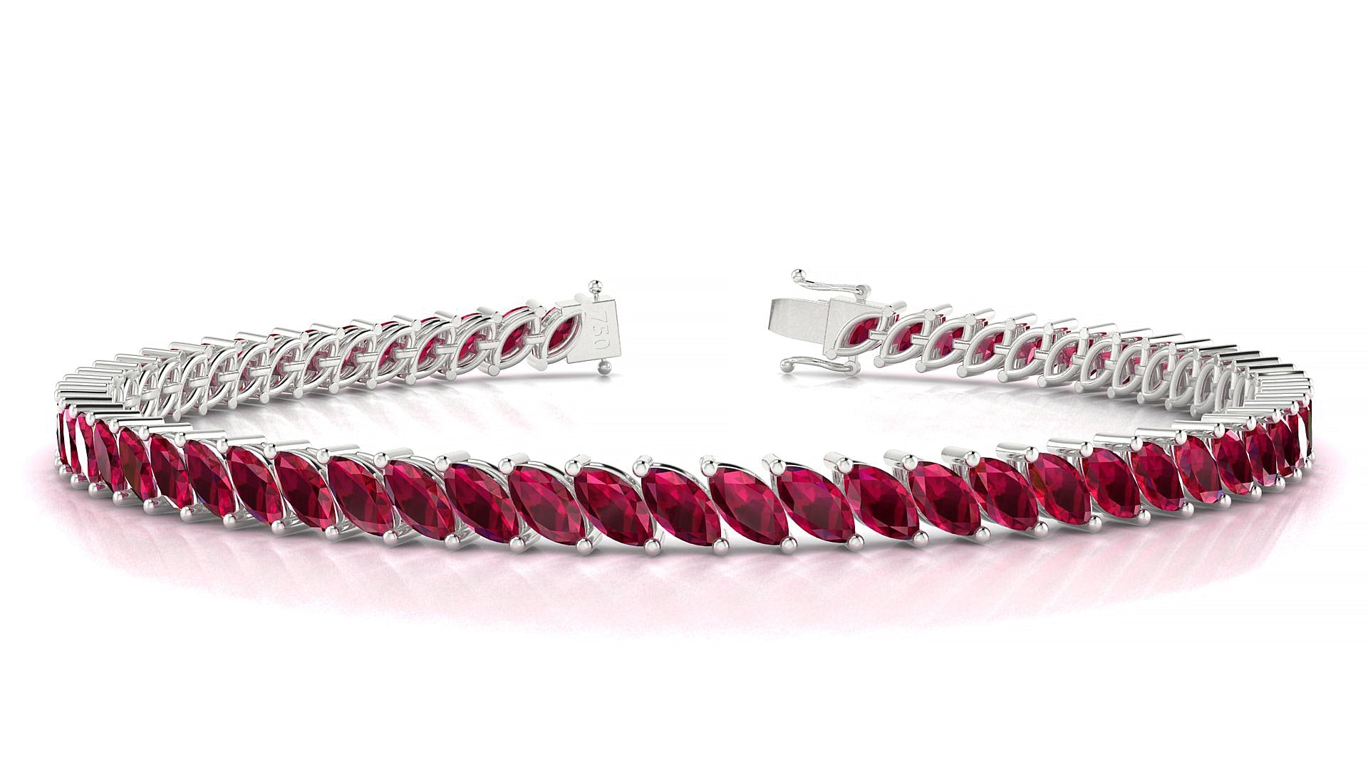 Venezia | 18k White Gold 5 x 2.5 mm Marquise Natural Ruby Tennis Bracelet
