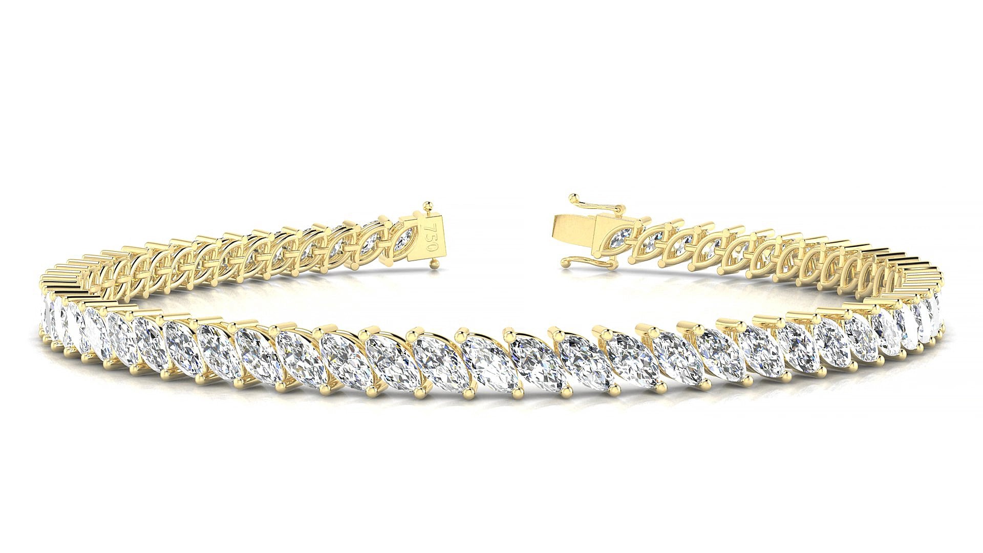 Venezia | 18k Yellow Gold 5 x 2.5 mm Marquise Lab-Grown Diamond 17 cm Tennis Bracelet