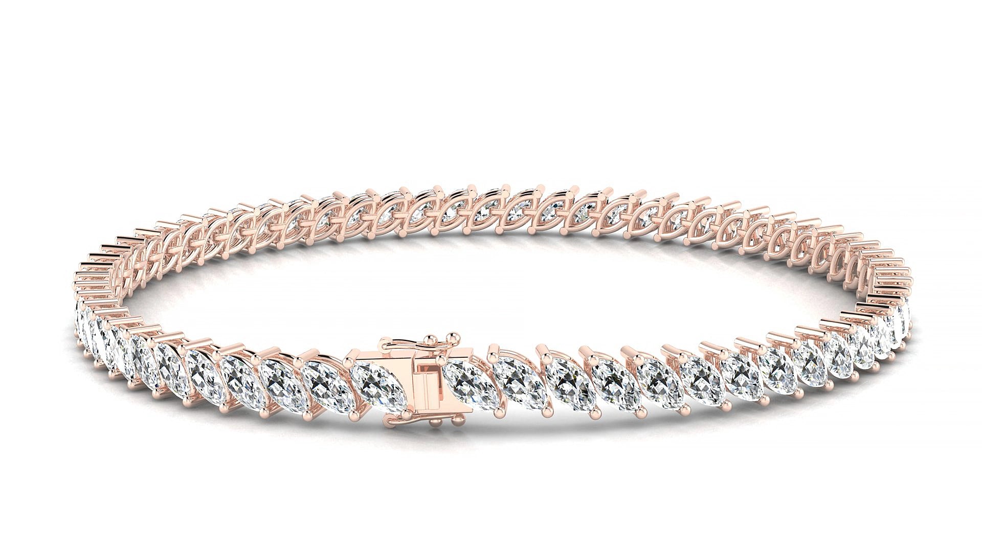 Venezia | 18k Rose Gold 5 x 2.5 mm Marquise Lab-Grown Diamond 17 cm Tennis Bracelet