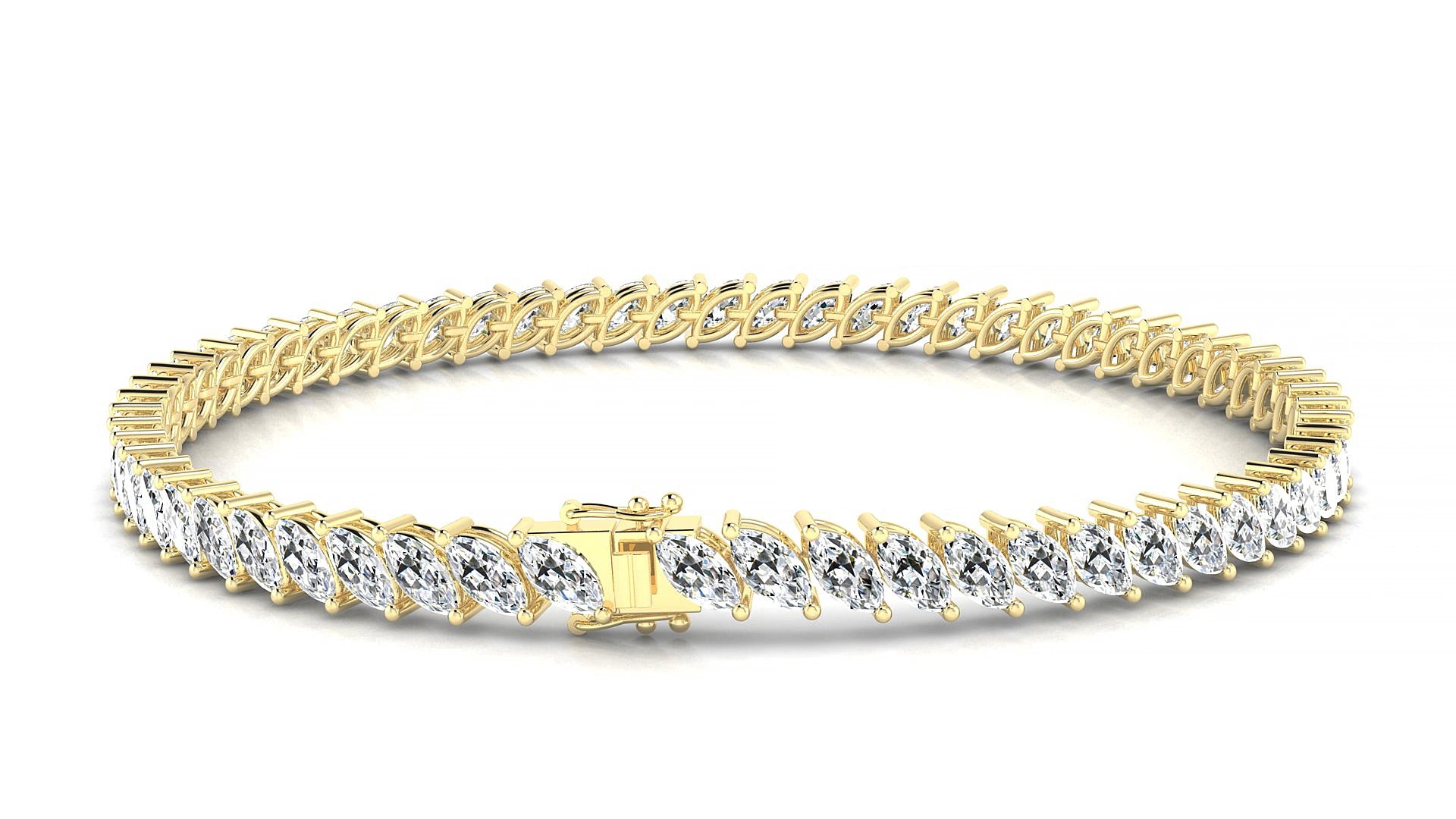 Venezia | 18k Yellow Gold 5 x 2.5 mm Marquise Lab-Grown Diamond 17 cm Tennis Bracelet