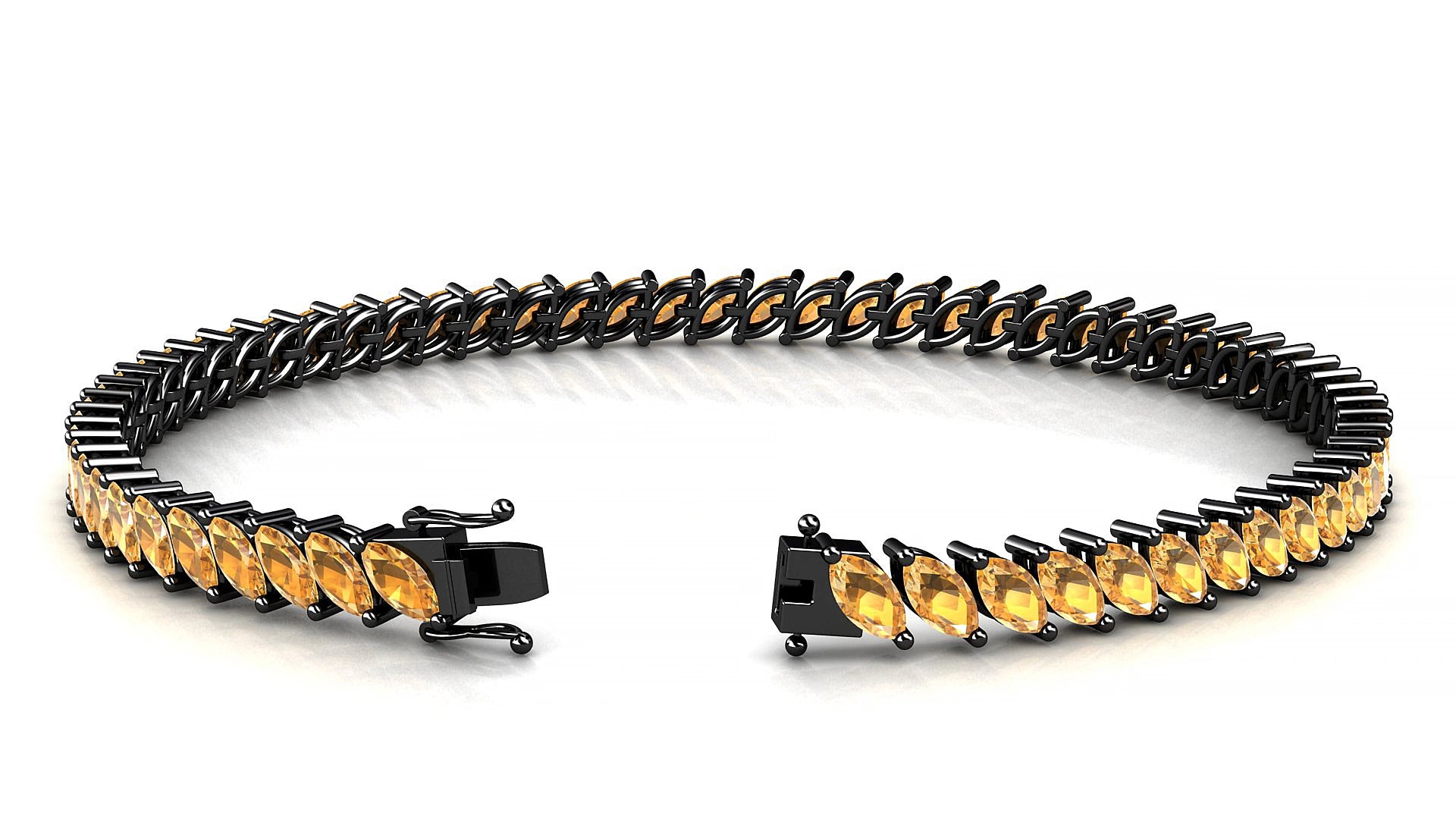Venezia | 18k Black Gold 5 x 2.5 mm Marquise Natural Citrine 15 cm Tennis Bracelet