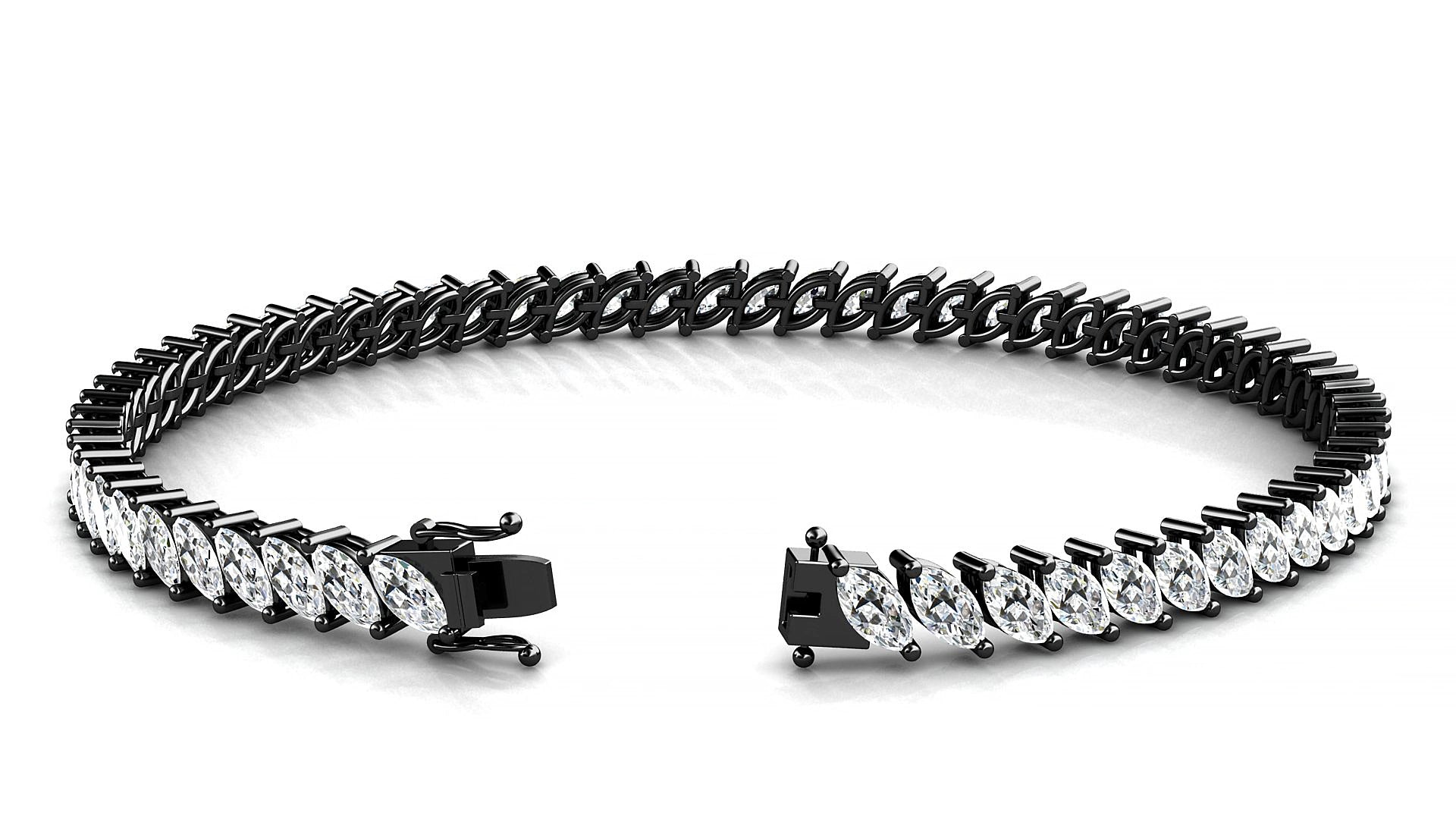 Venezia | 18k Black Gold 5 x 2.5 mm Marquise Lab-Grown Diamond 16 cm Tennis Bracelet