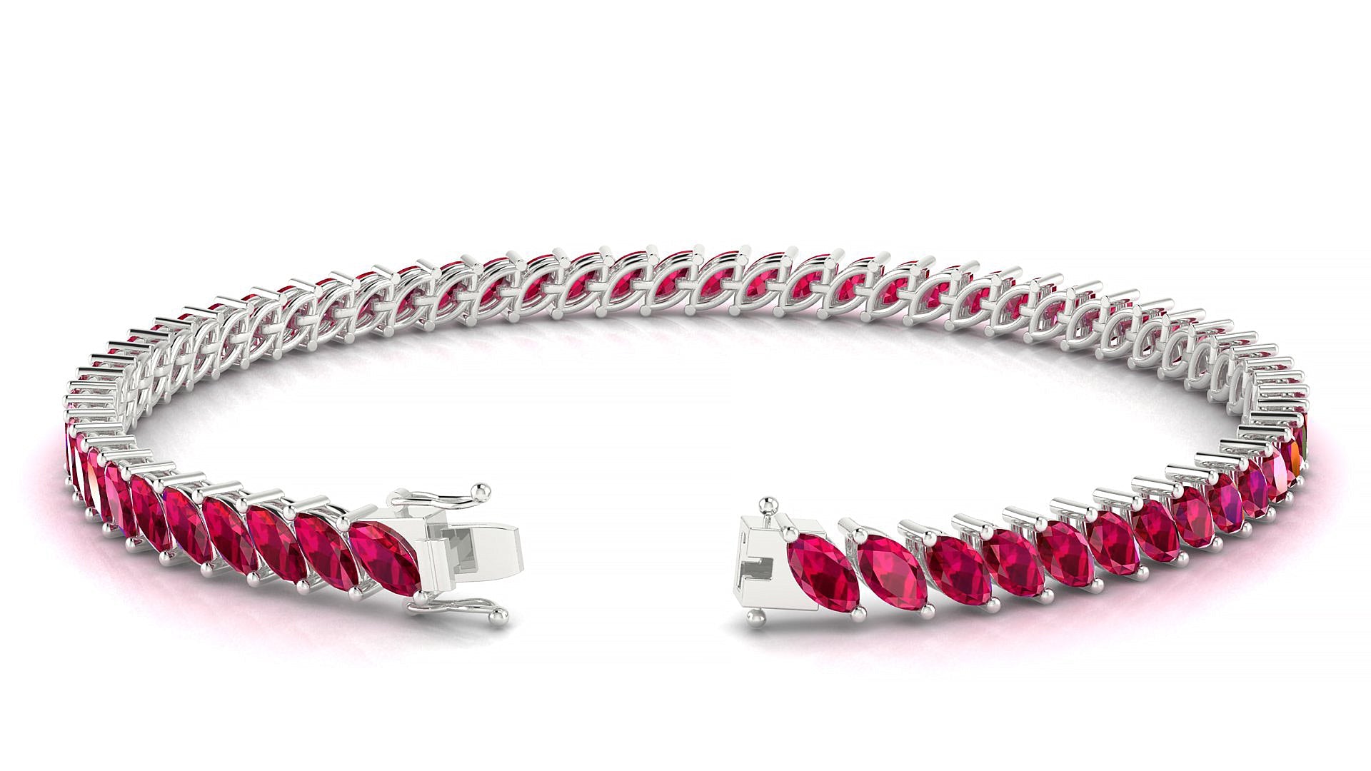 Venezia | 18k White Gold 5 x 2.5 mm Marquise Natural Ruby Tennis Bracelet
