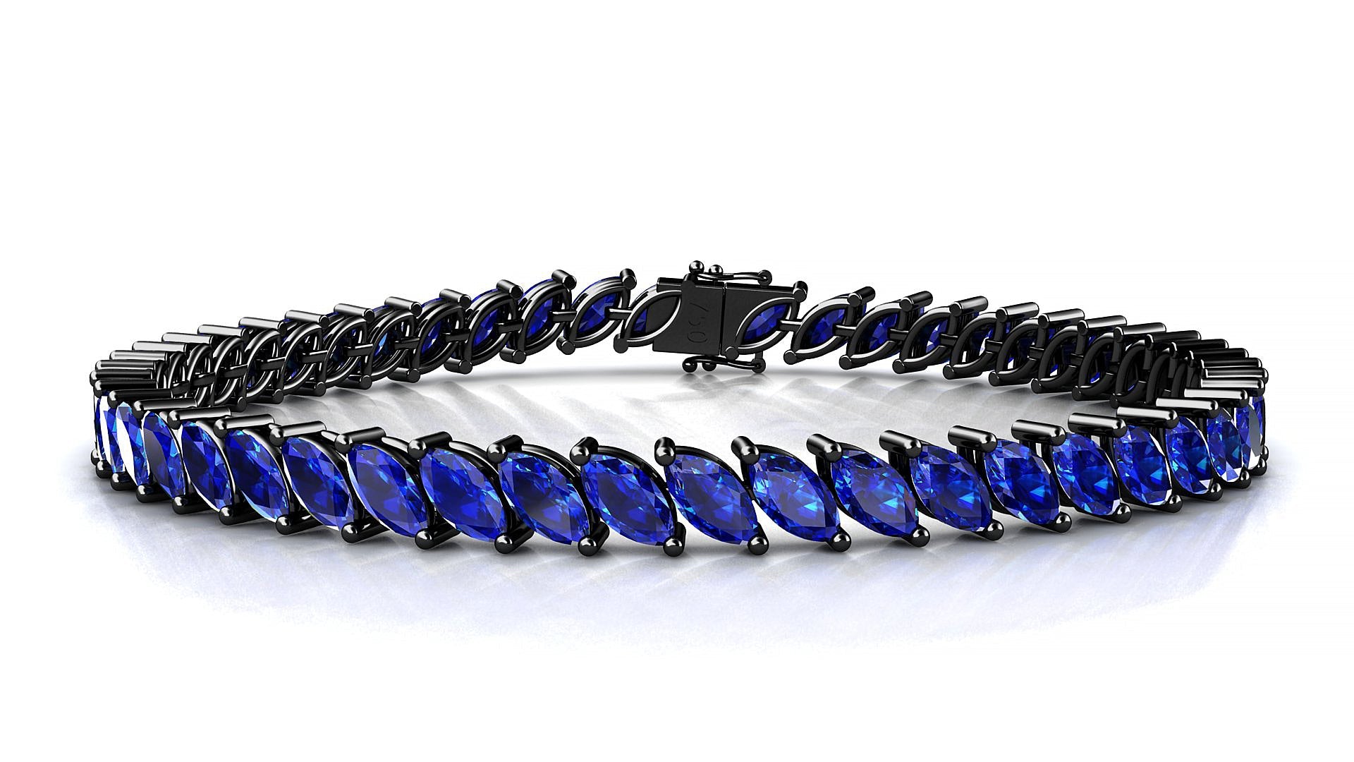 Venezia | 18k Black Gold 6 x 3 mm Marquise Natural Sapphire Tennis Bracelet
