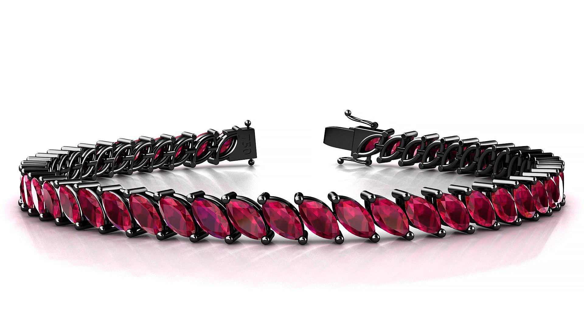 Venezia | 18k Black Gold 6 x 3 mm Marquise Natural Ruby Tennis Bracelet