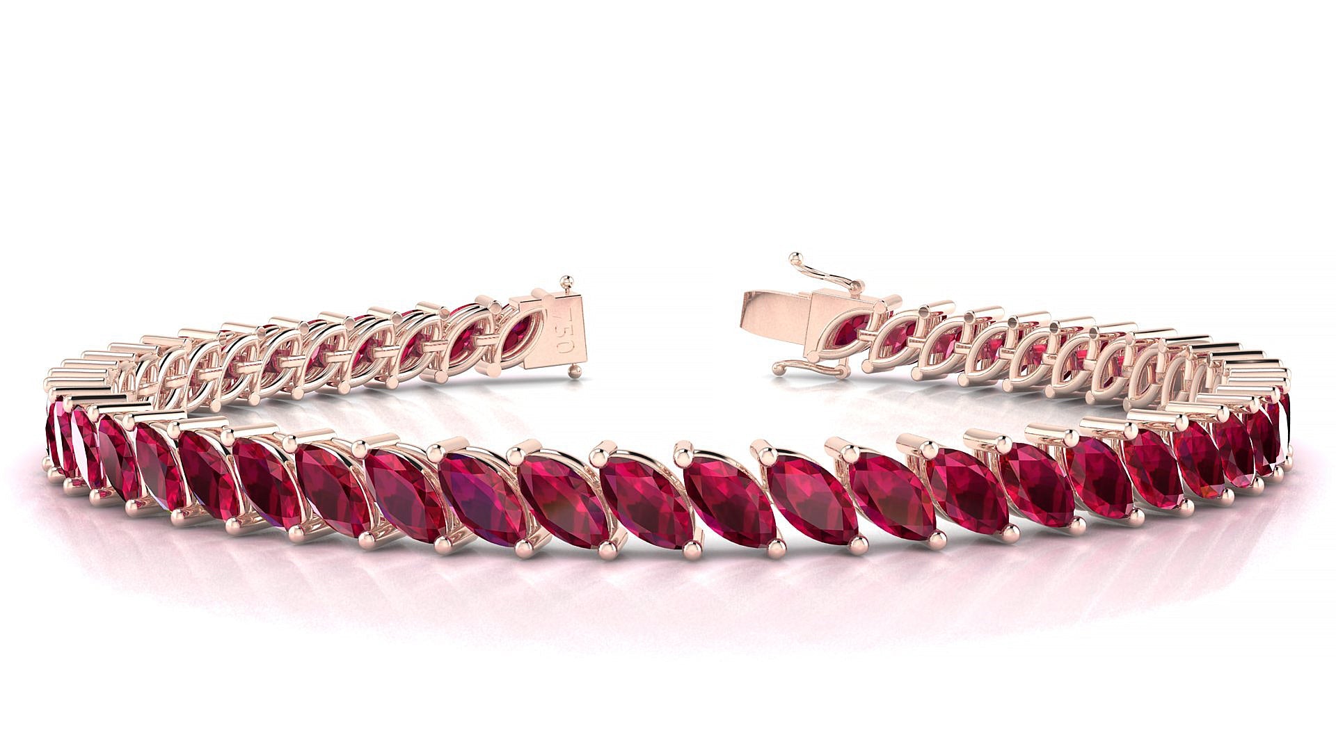 Venezia | 18k Rose Gold 6 x 3 mm Marquise Natural Ruby Tennis Bracelet