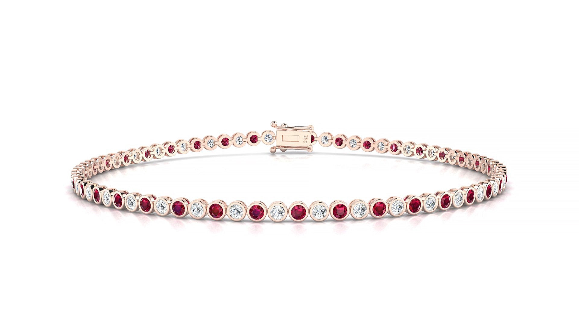 Avila 1-1 | 18k Rose Gold 1.7 mm Round Natural Ruby & Diamond Tennis Bracelet