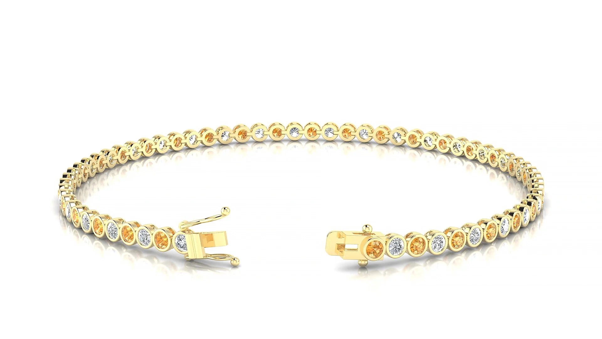 Avila 1-1 | 18k Yellow Gold 2 mm Round Natural Citrine & Diamond Tennis Bracelet