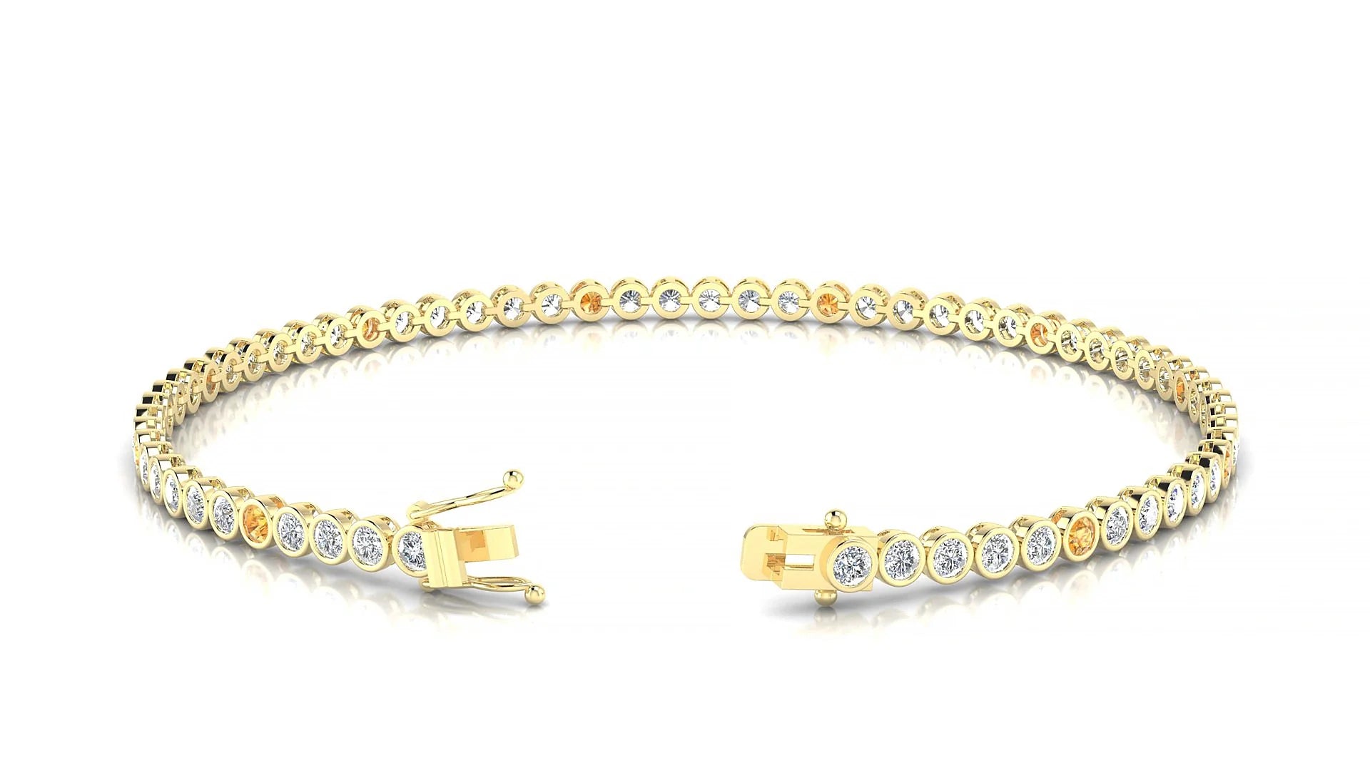 Avila 1-5 | 18k Yellow Gold 2 mm Round Natural Citrine & Diamond Tennis Bracelet