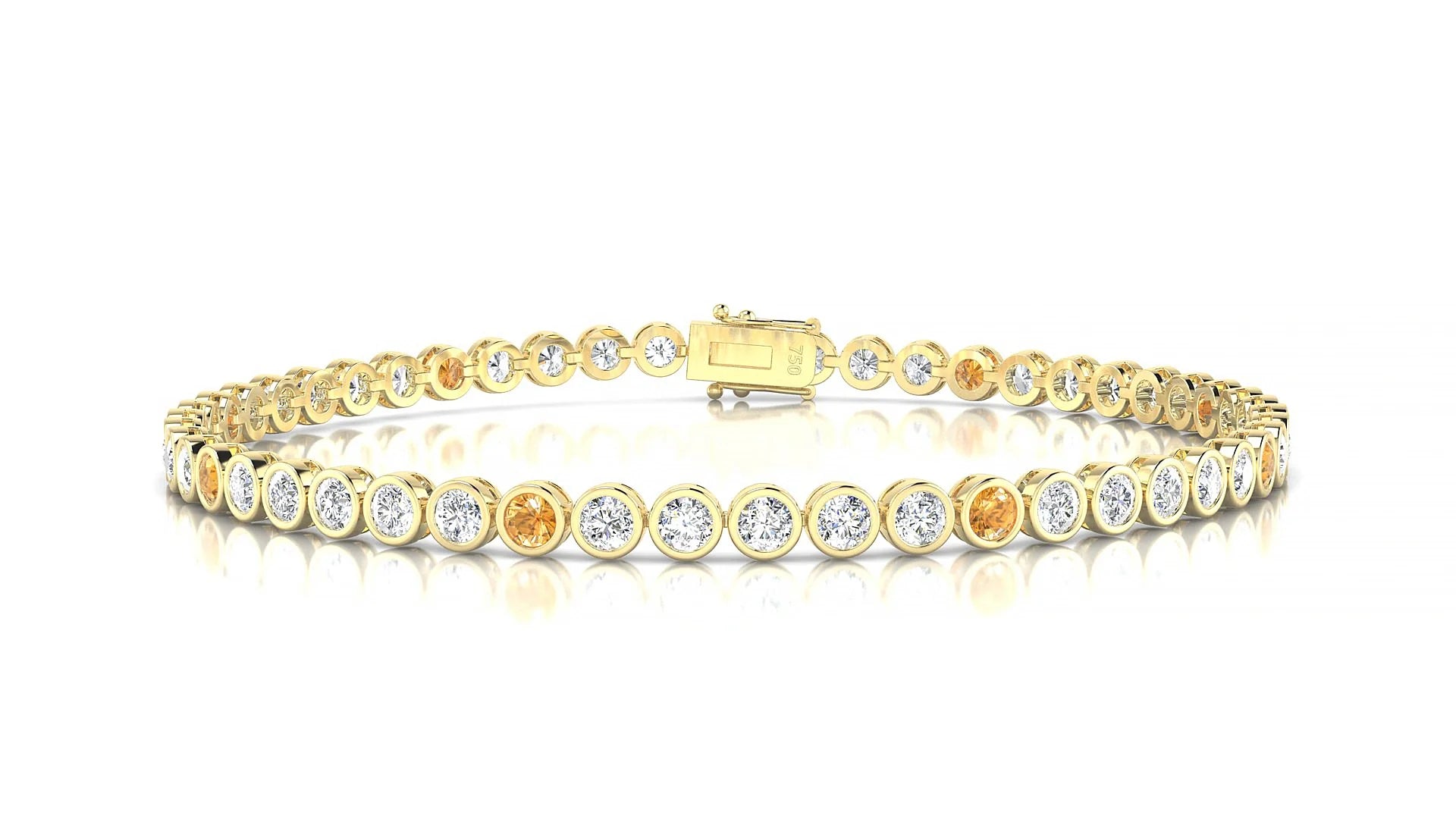 Avila 1-5 | 18k Yellow Gold 2.5 mm Round Natural Citrine & Diamond Tennis Bracelet
