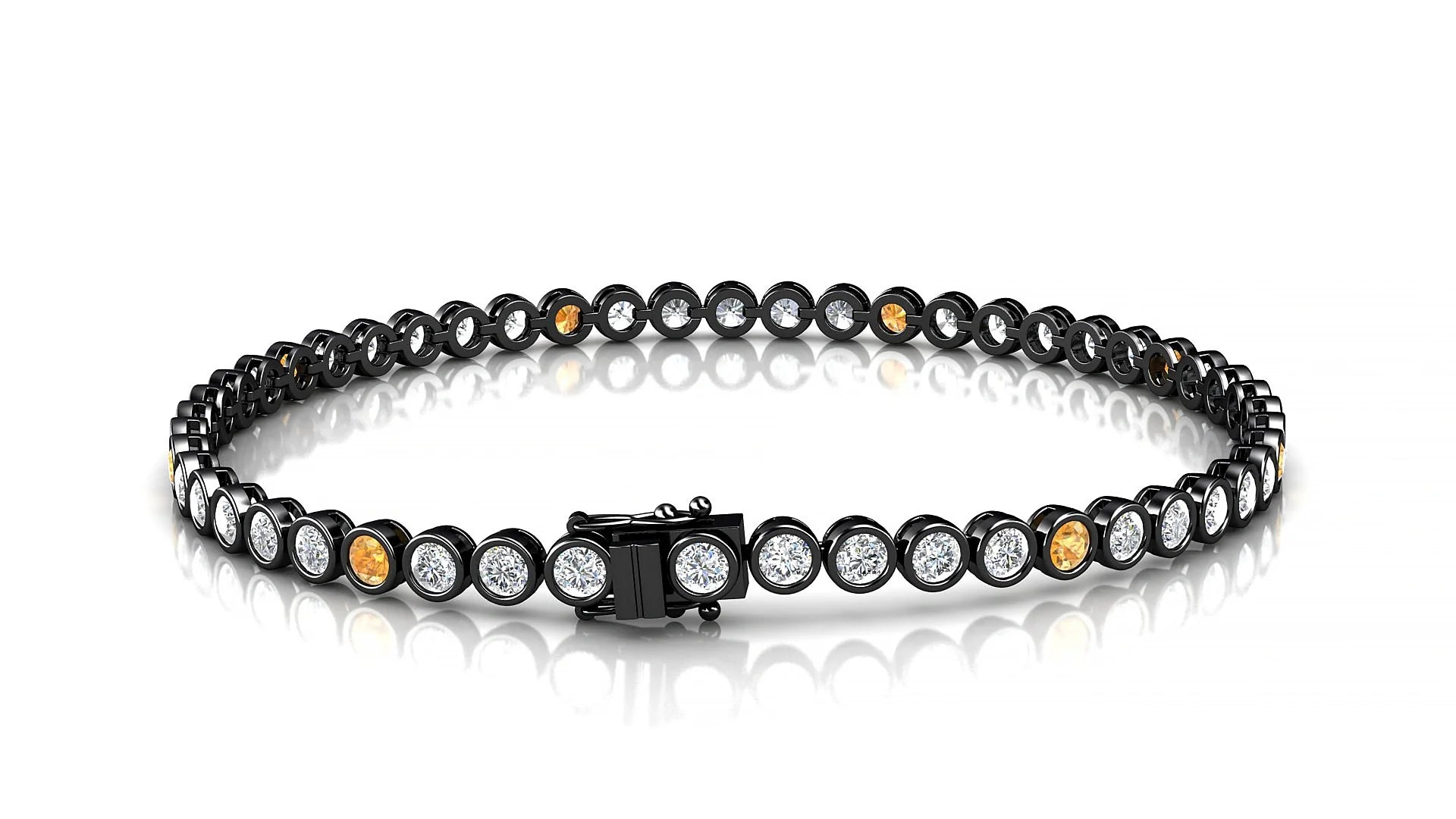Avila 1-5 | 18k Black Gold 2.5 mm Round Natural Citrine & Diamond Tennis Bracelet