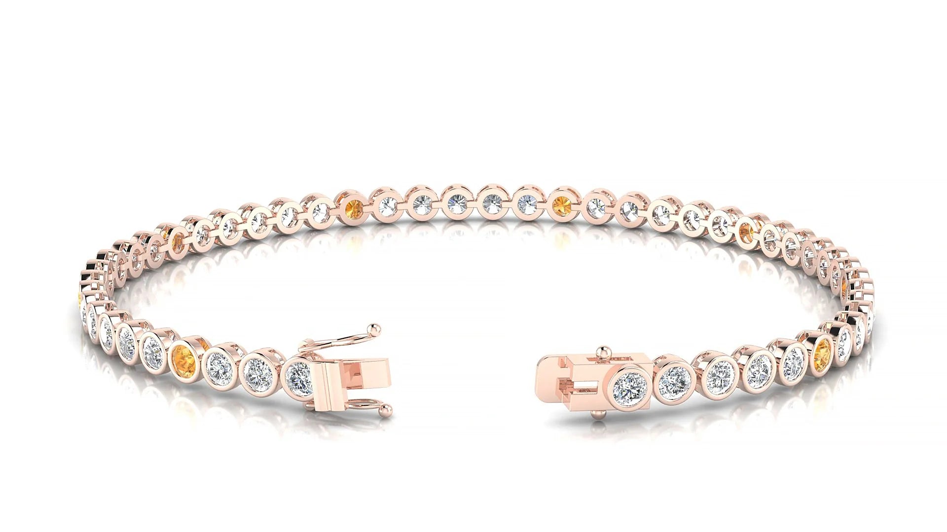 Avila 1-5 | 18k Rose Gold 2.5 mm Round Natural Citrine & Diamond Tennis Bracelet