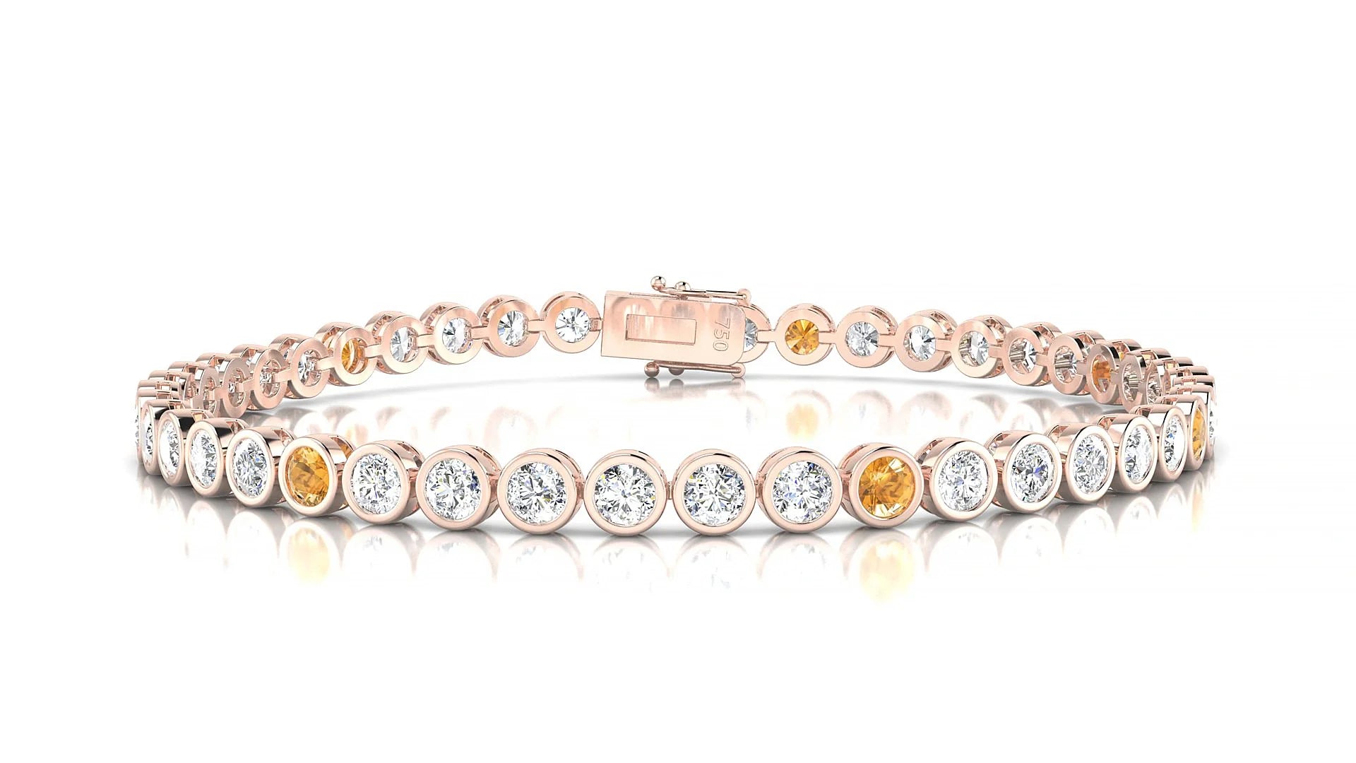 Avila 1-5 | 18k Rose Gold 3 mm Round Natural Citrine & Diamond Tennis Bracelet