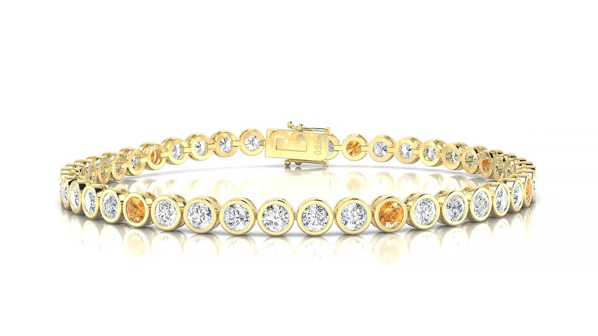 Avila 1-5 | 18k Yellow Gold 3 mm Round Natural Citrine & Diamond Tennis Bracelet