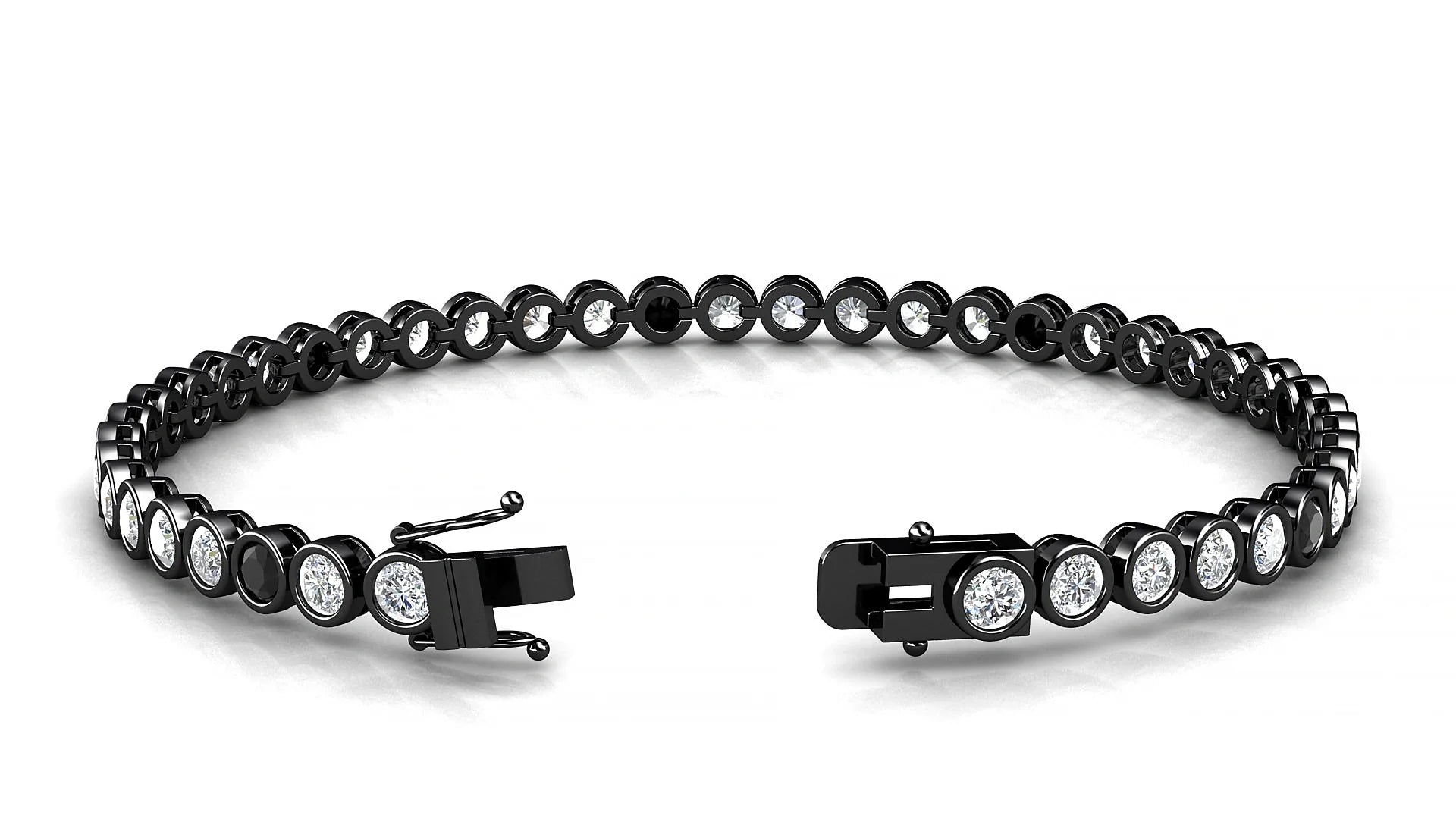 Avila 1-5 | 18k Black Gold 3 mm Round Natural Black Diamond & Diamond Tennis Bracelet